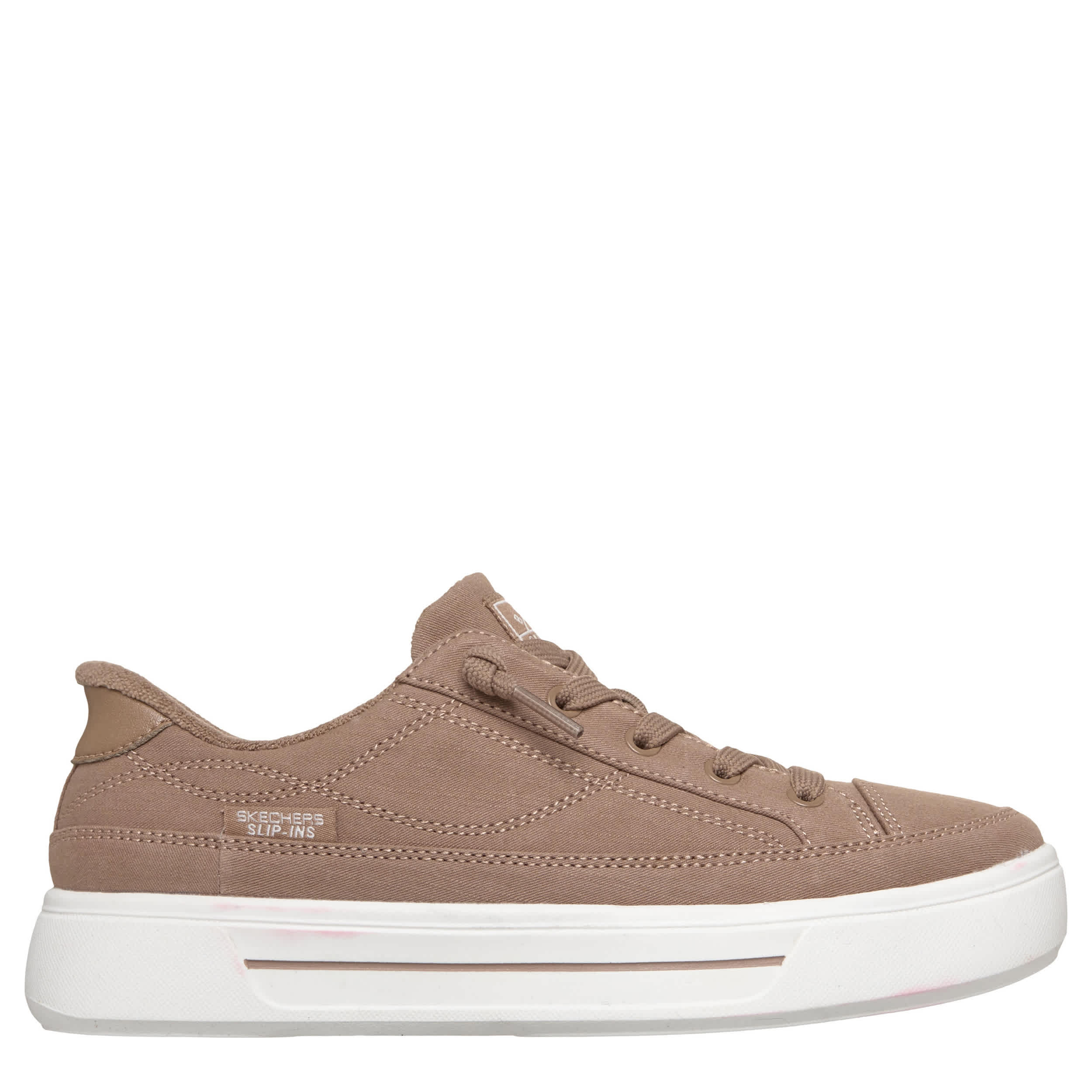 SKECHERS-WOMENS SLIP-INS BOBS SOCIAL SLIP ON SNEAKER-MOCHA & 