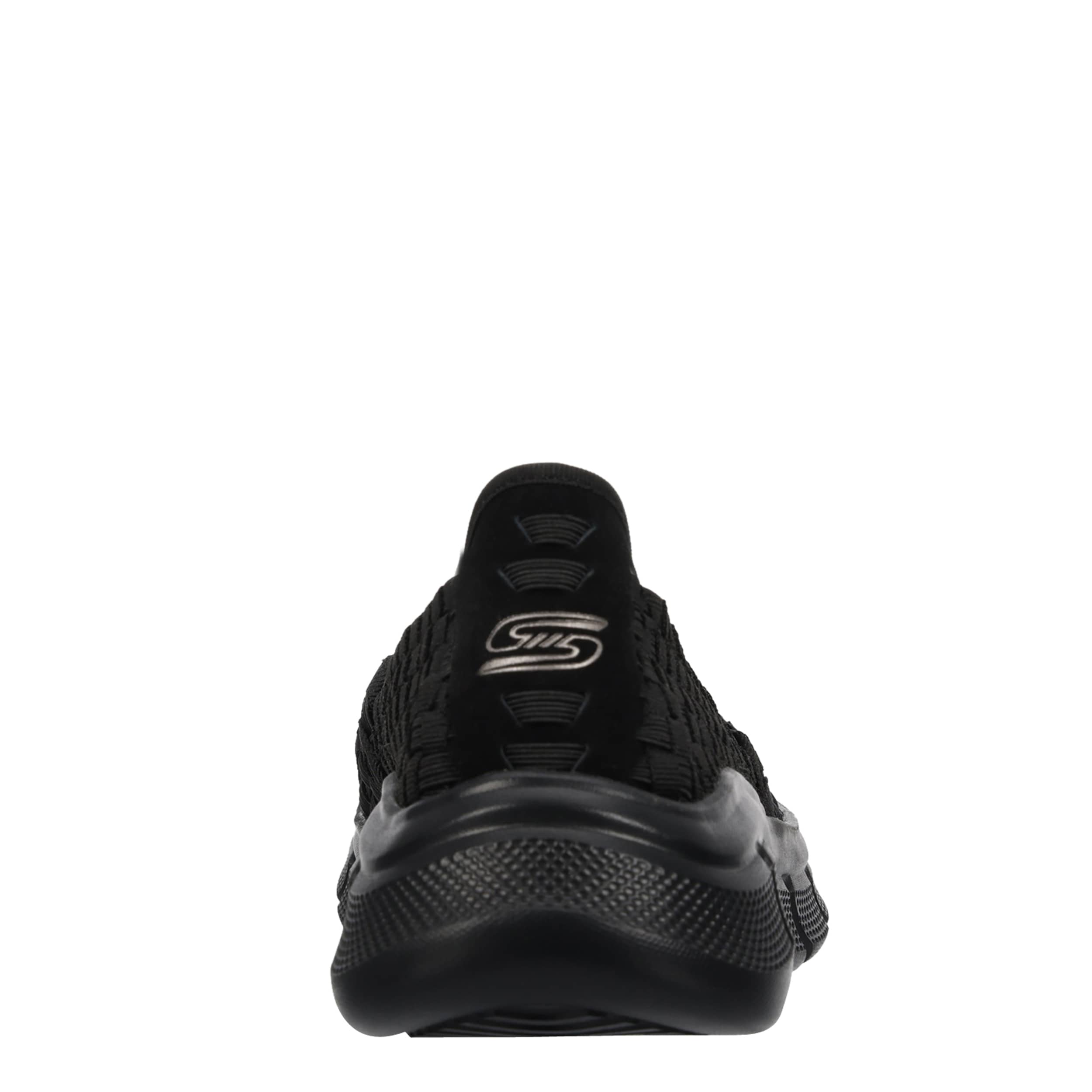 SKECHERS-WOMENS B FLEX FLEX WEB SLIP ON SNEAKER-BLACK & BLACK