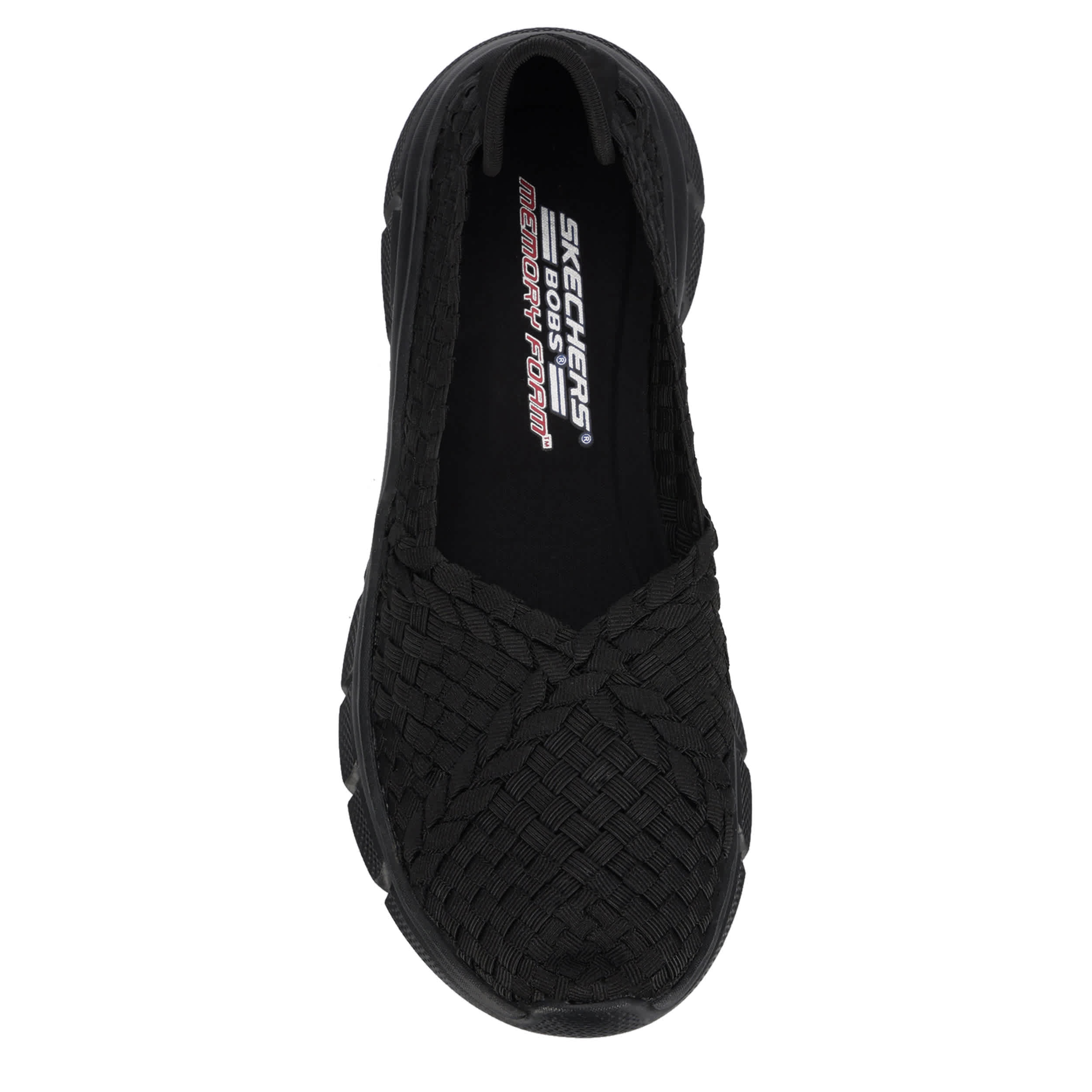 SKECHERS-WOMENS B FLEX FLEX WEB SLIP ON SNEAKER-BLACK & BLACK