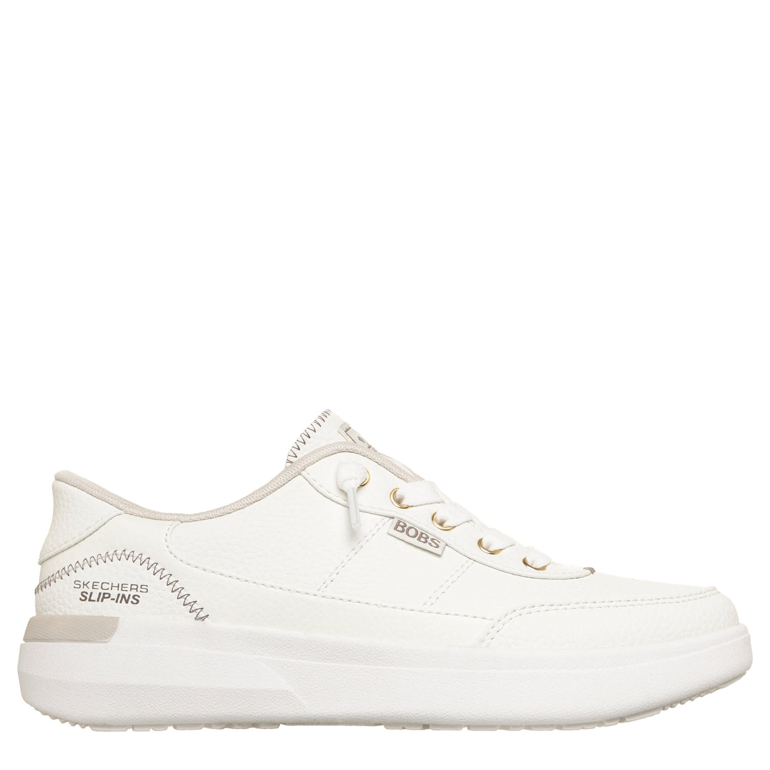 SKECHERS-WOMENS SLIP-INS SKIP CLOUD SLIP ON SNEAKER-WHITE & 