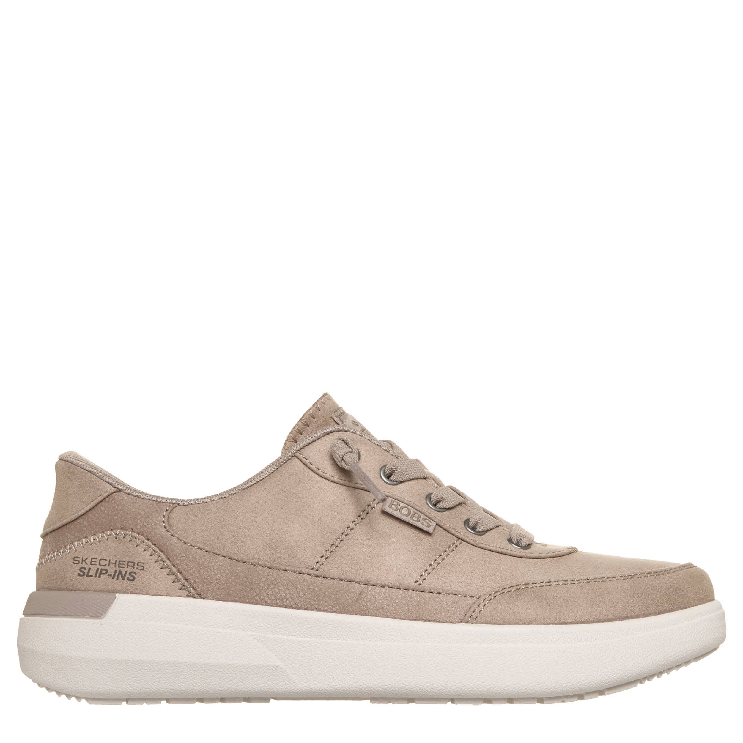 SKECHERS-WOMENS SLIP-INS SKIP CLOUD SLIP ON SNEAKER-TAUPE & 