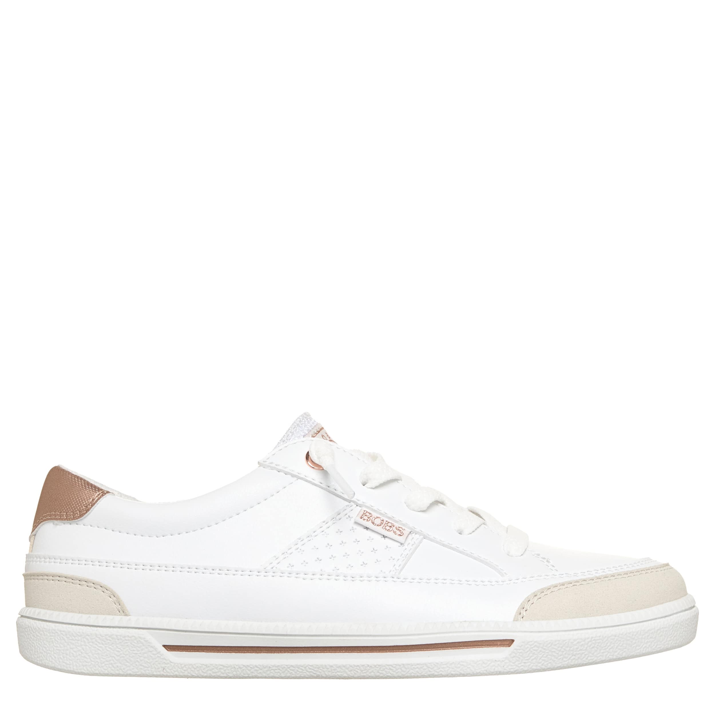 SKECHERS-WOMENS B CUTE 2.0 DAILY DARLING SLIP ON SNEAKER-WHITE & ROSE GOLD