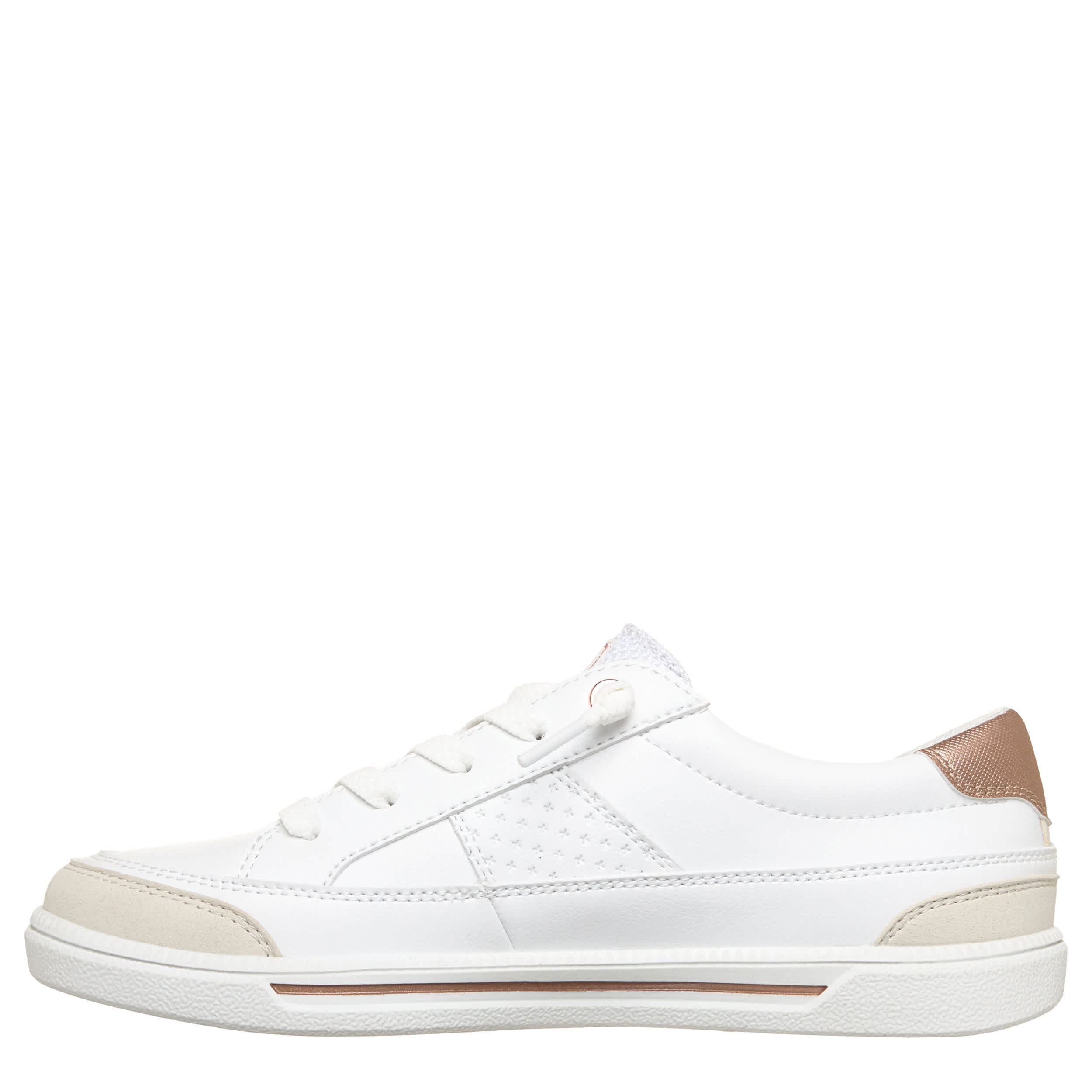 SKECHERS-WOMENS B CUTE 2.0 DAILY DARLING SLIP ON SNEAKER-WHITE & ROSE GOLD