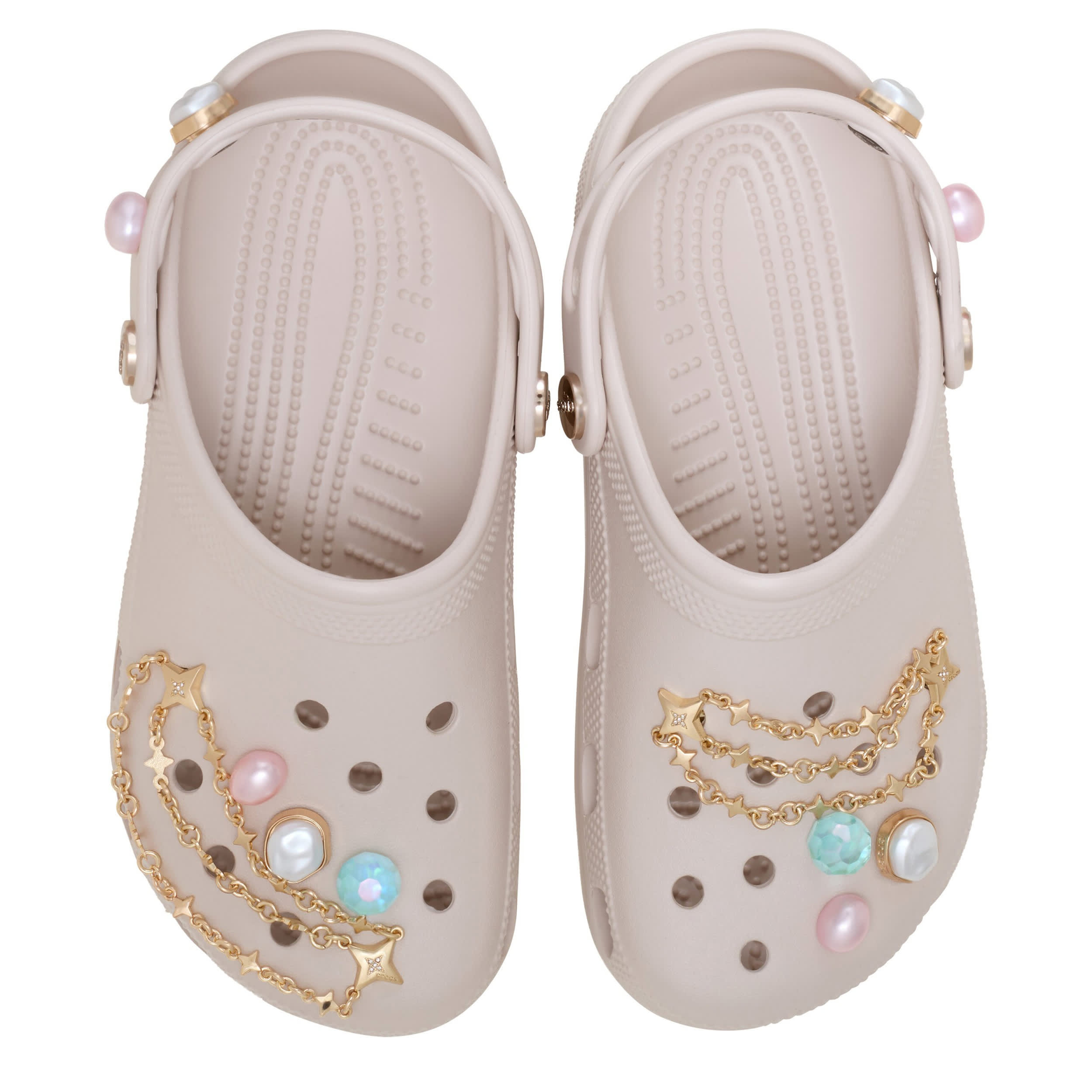 CROCS-WOMENS CLASSIC BOHO BEAUTY CLOG-BEIGE & MULTICOLOR