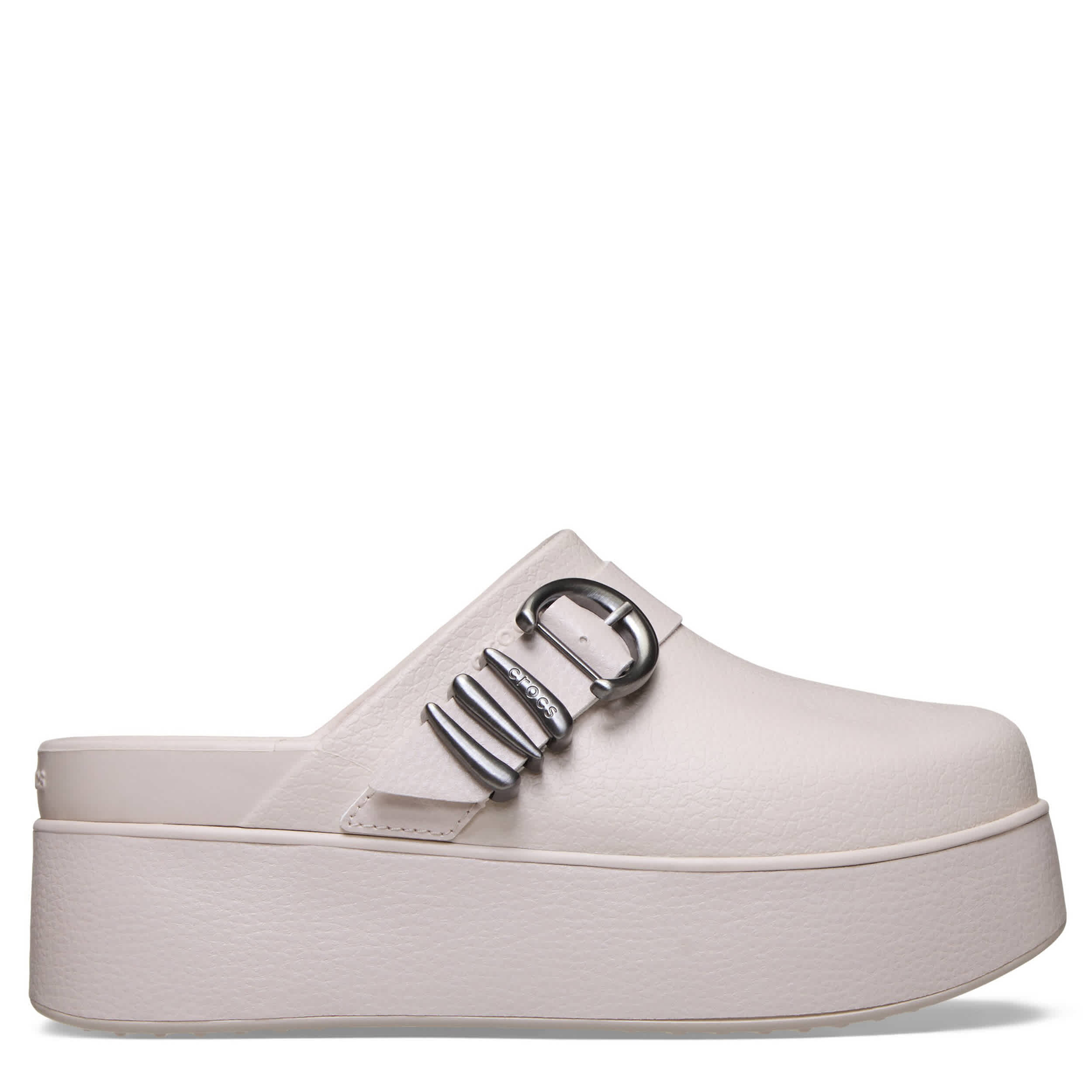CROCS-WOMENS DYLAN PLATFORM BOHO BUCKLE CLOG-BEIGE & 