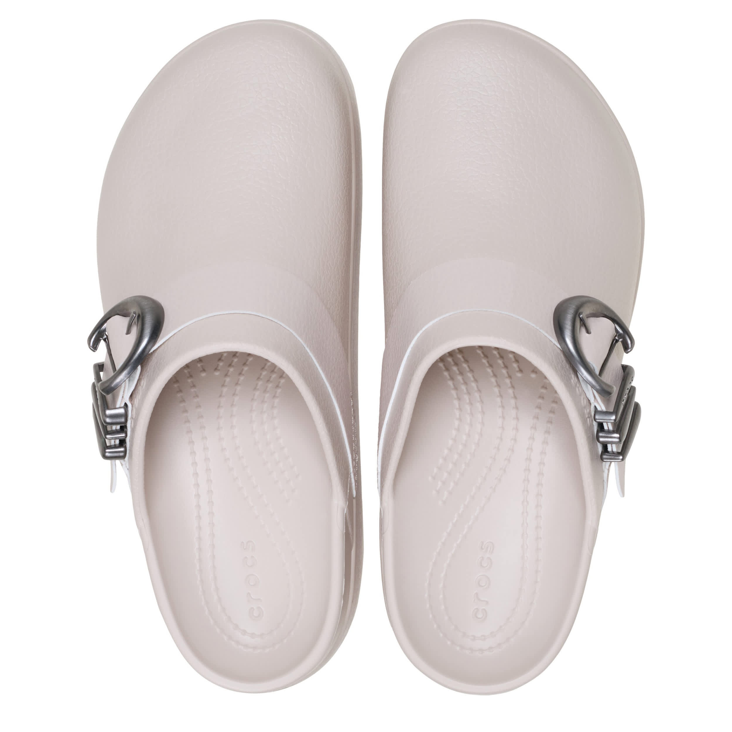 CROCS-WOMENS DYLAN PLATFORM BOHO BUCKLE CLOG-BEIGE & 