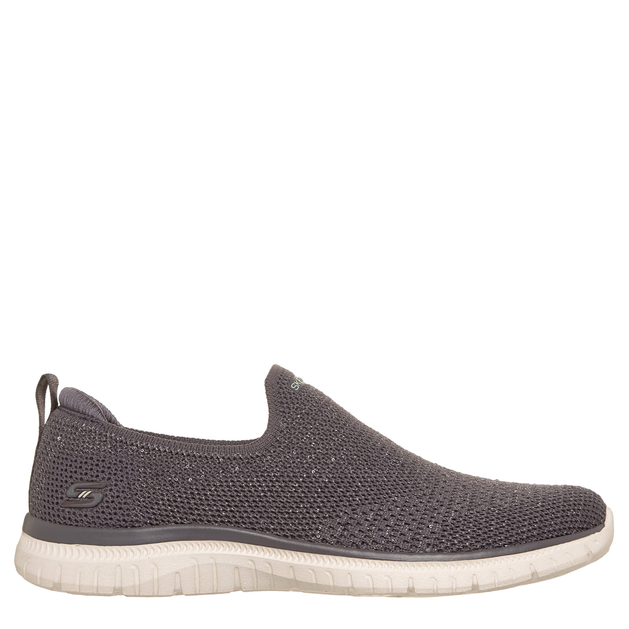 SKECHERS-WOMENS VIRTUE SLIP ON SNEAKER-GREY & 