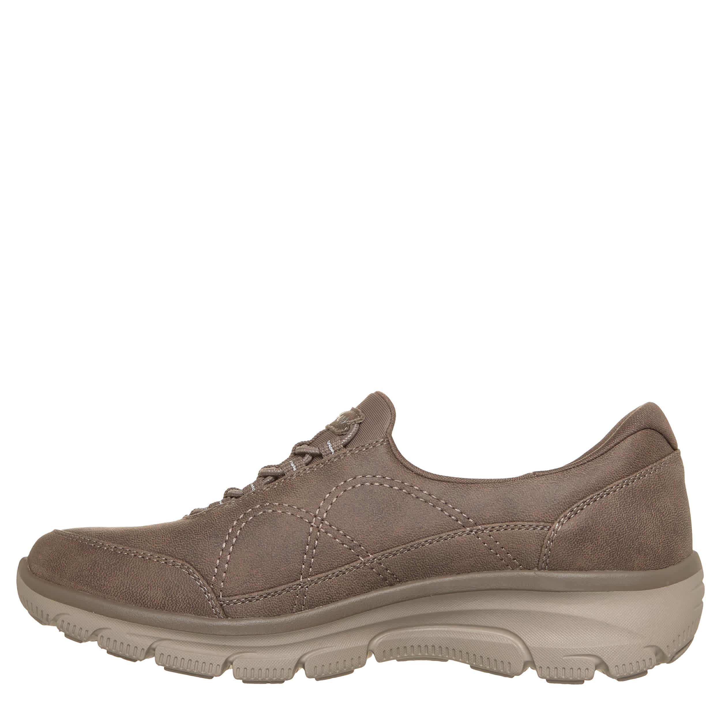 SKECHERS-WOMENS EASY GOING SLIP ON SNEAKER-DARK TAUPE & 