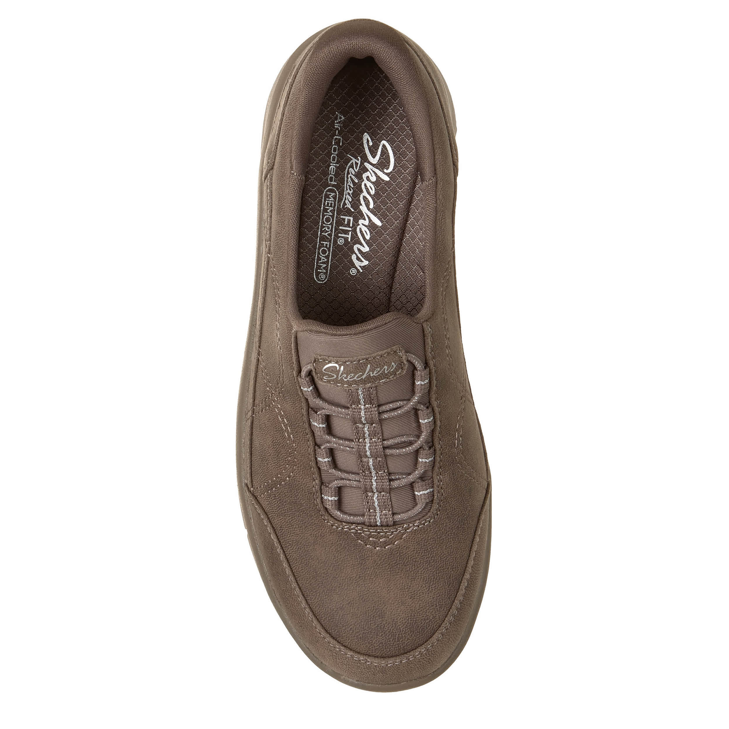SKECHERS-WOMENS EASY GOING SLIP ON SNEAKER-DARK TAUPE & 