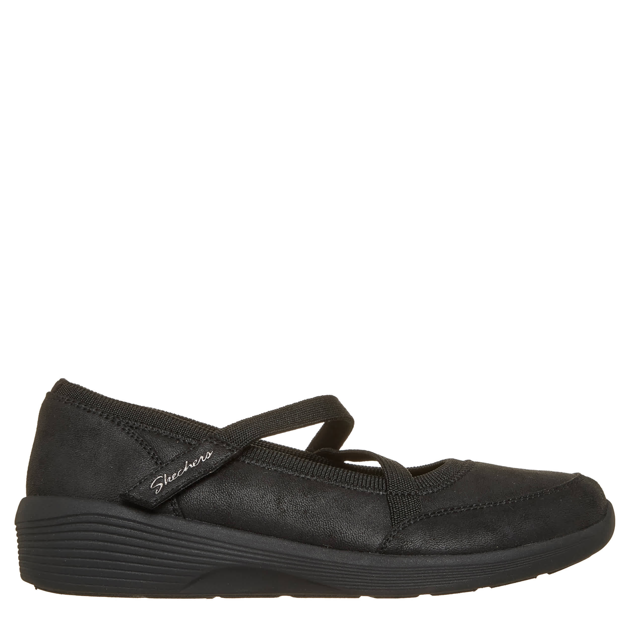 SKECHERS-WOMENS MADE TO CHARM SLIP ON SNEAKER-BLACK & 