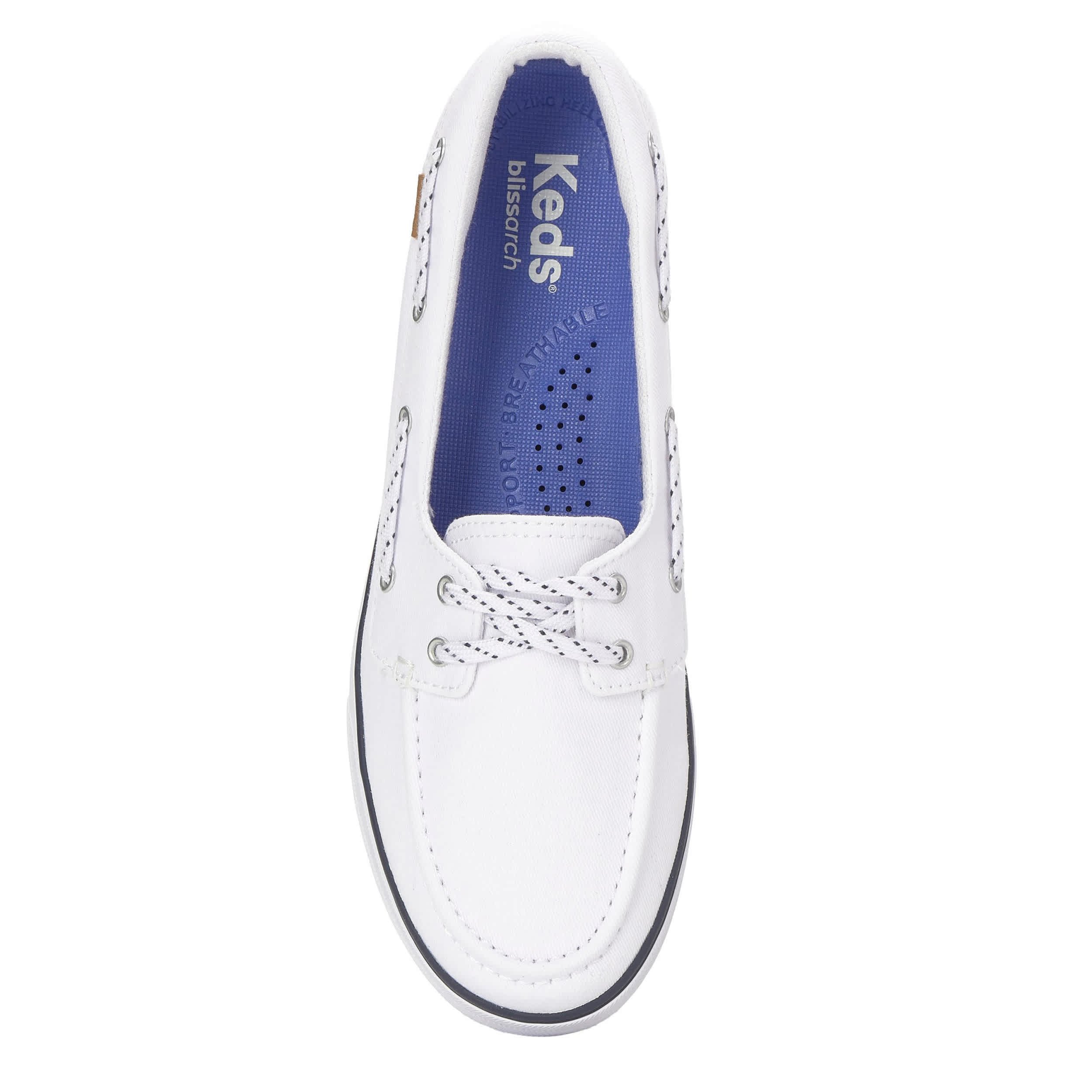 KEDS-WOMENS CENTER III BOAT SHOE-WHITE & 