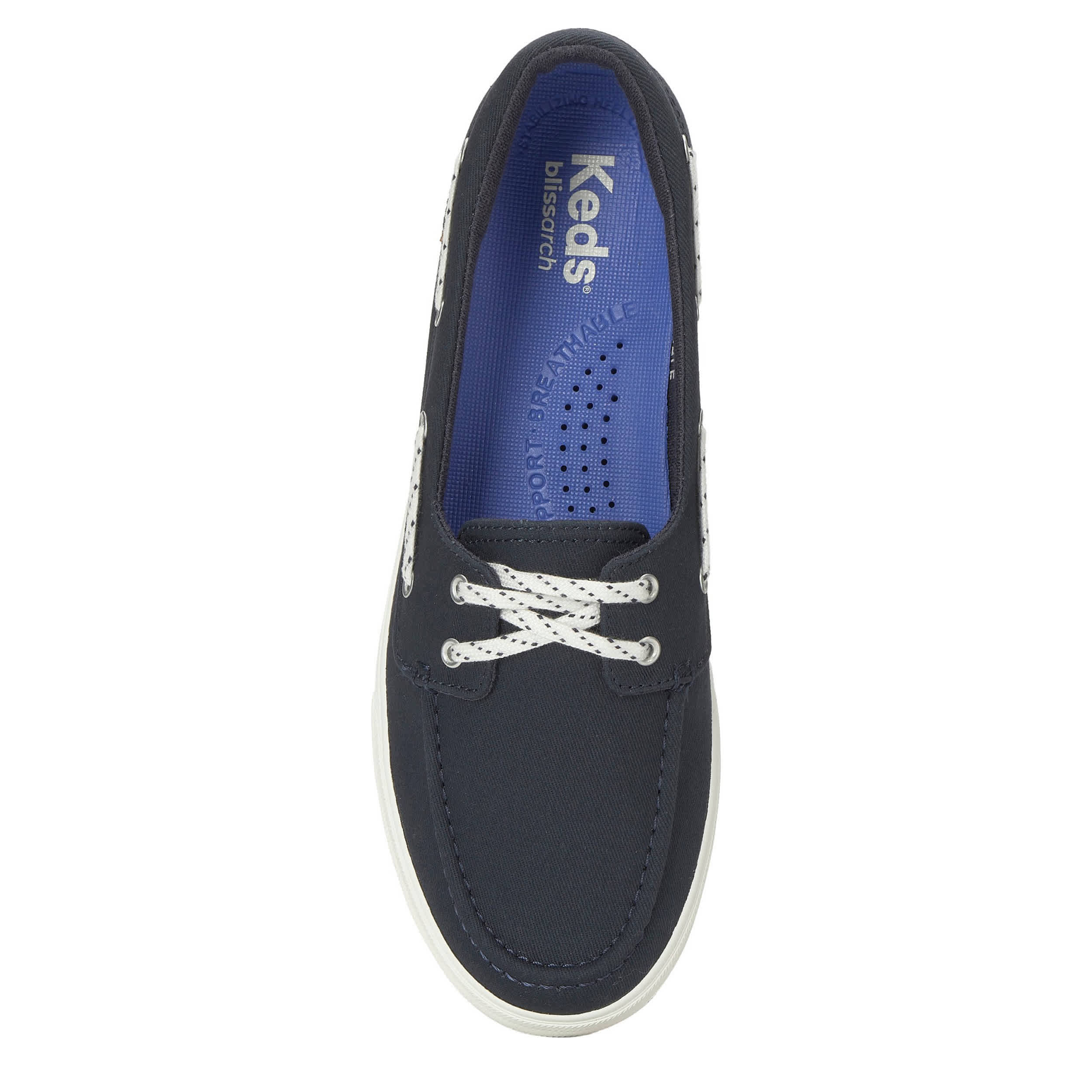 KEDS-WOMENS CENTER III BOAT SHOE-NAVY & 