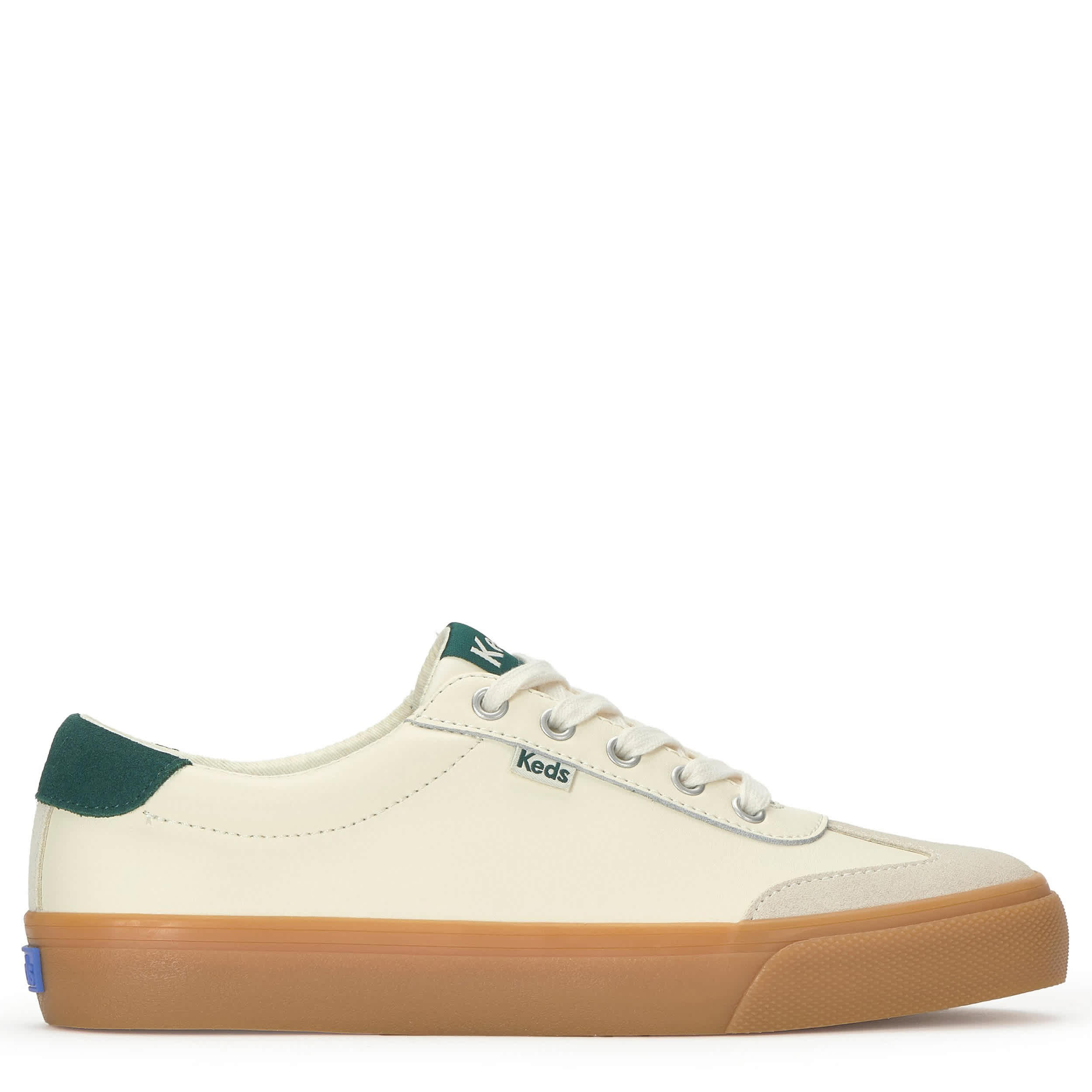 KEDS-WOMENS JUMP KICK T-TOE SNEAKER-BEIGE & DARK GREEN