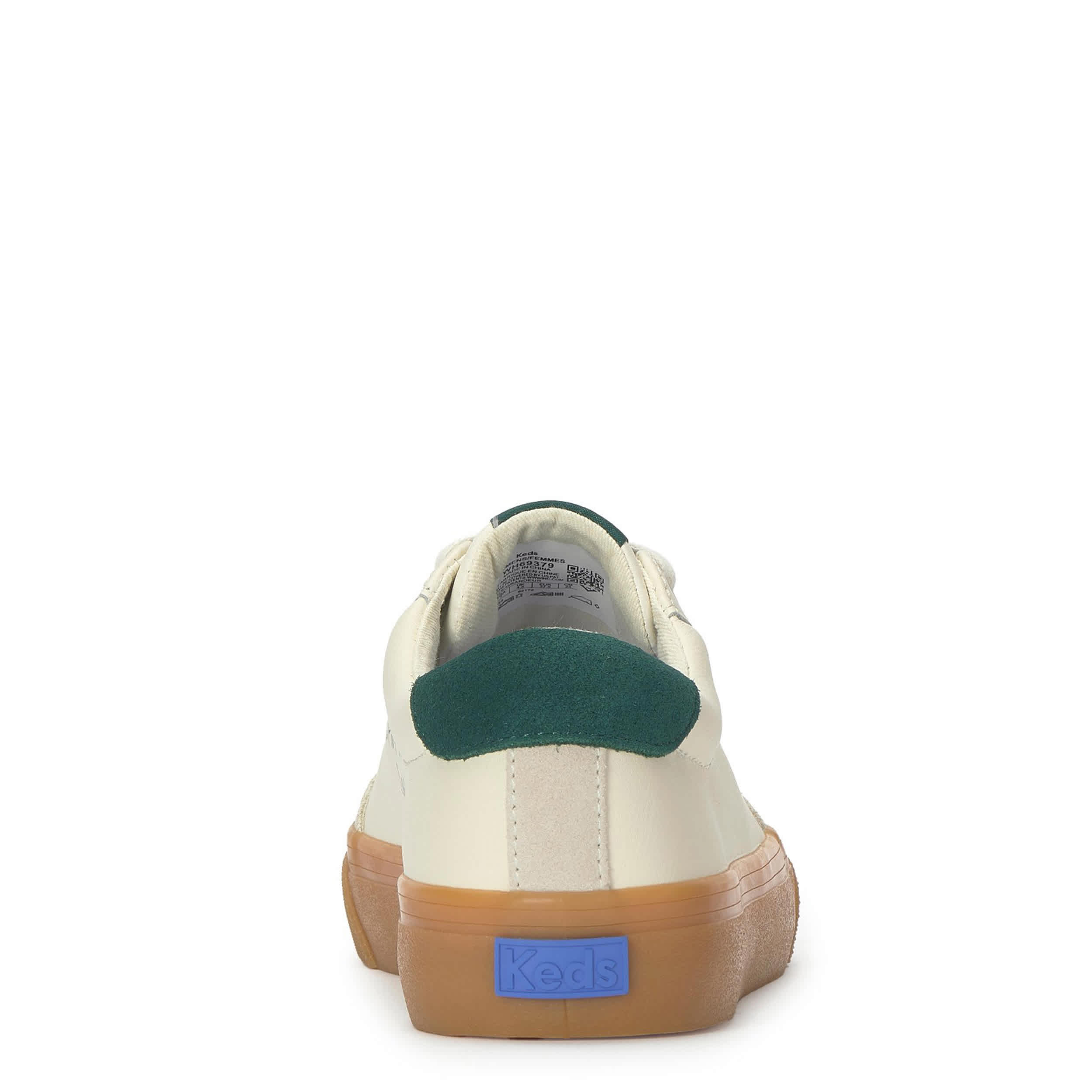 KEDS-WOMENS JUMP KICK T-TOE SNEAKER-BEIGE & DARK GREEN