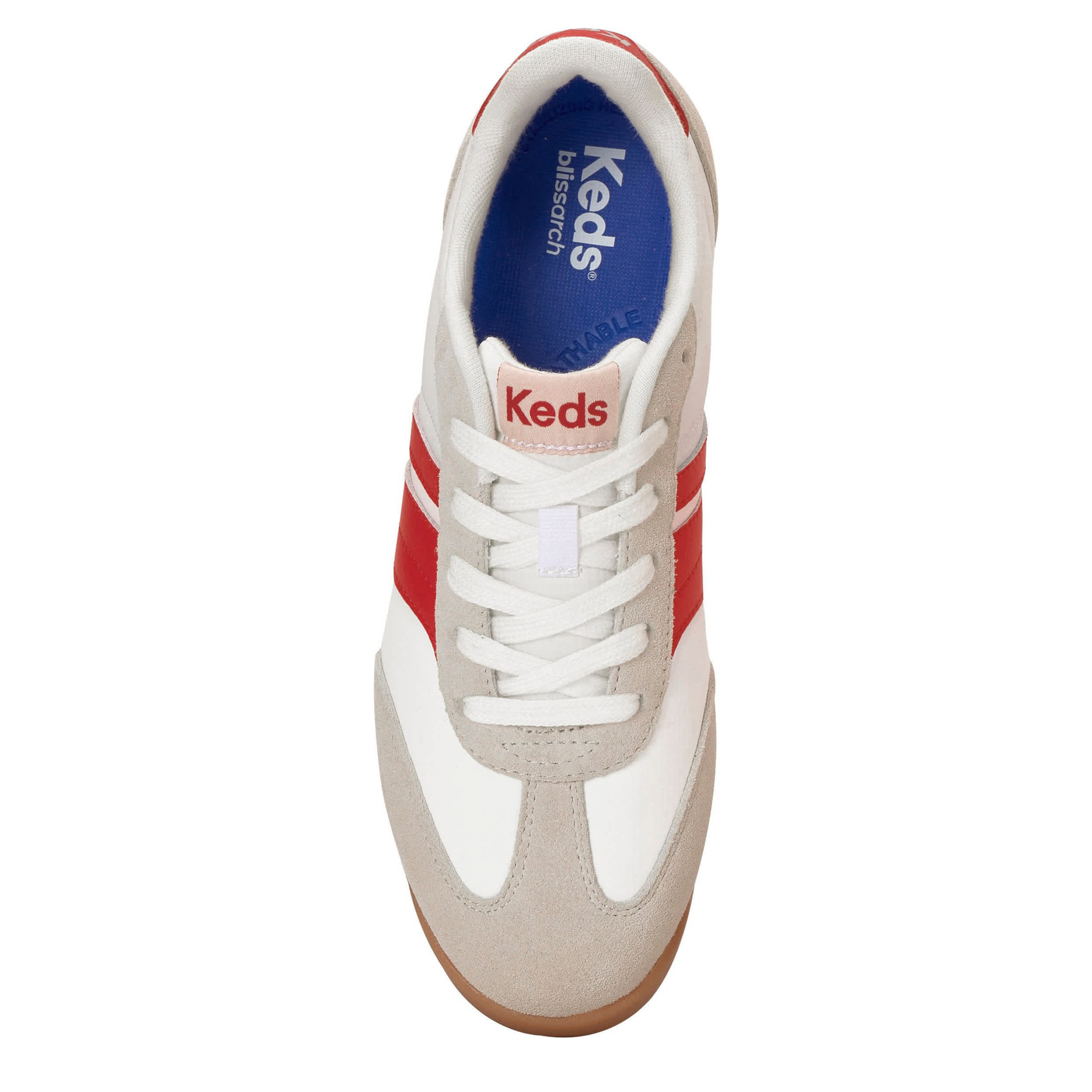 KEDS-WOMENS REVIVAL SNEAKER-LATTE & RED