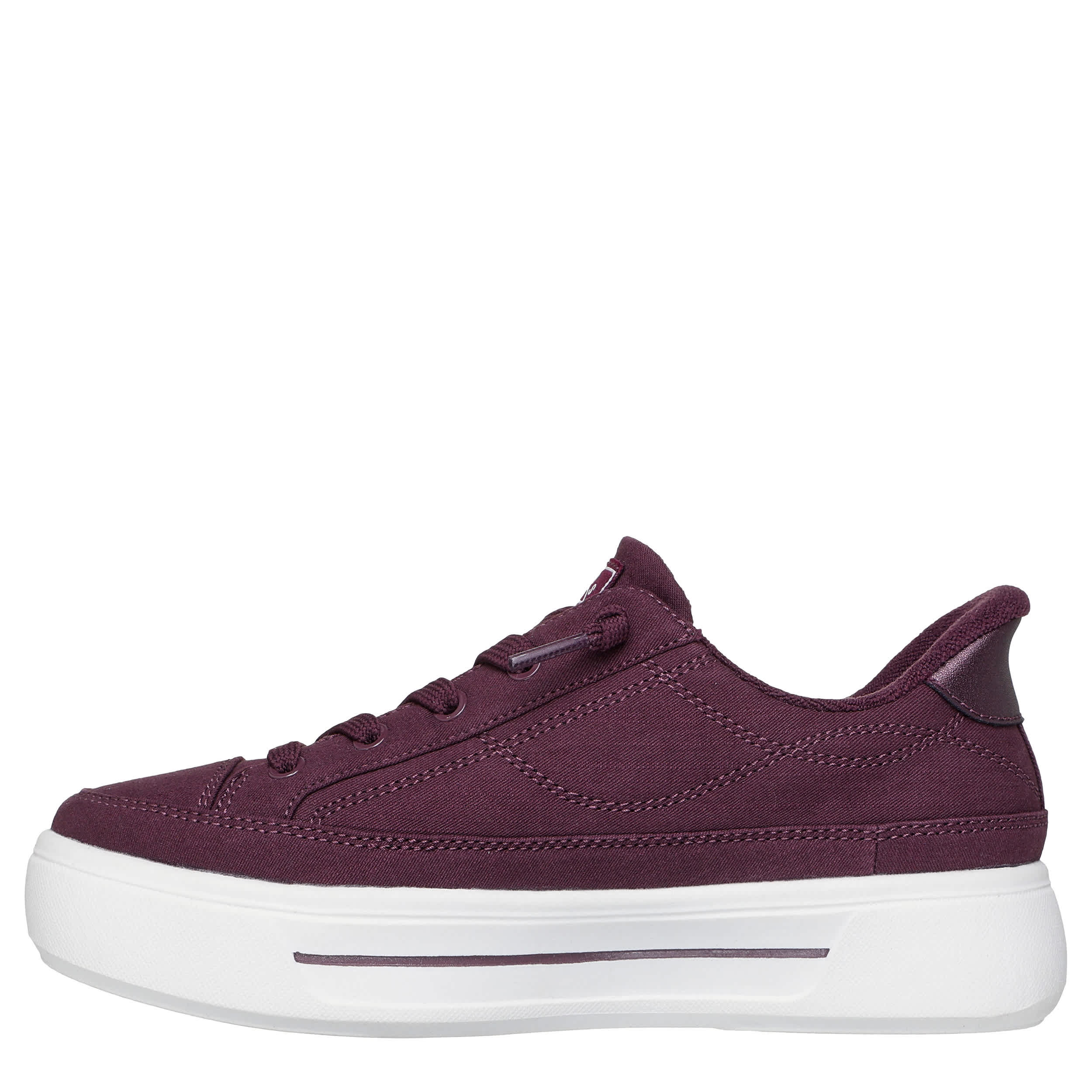 SKECHERS-WOMENS SLIP-INS BOBS SOCIAL SLIP ON SNEAKER-BURGUNDY & 