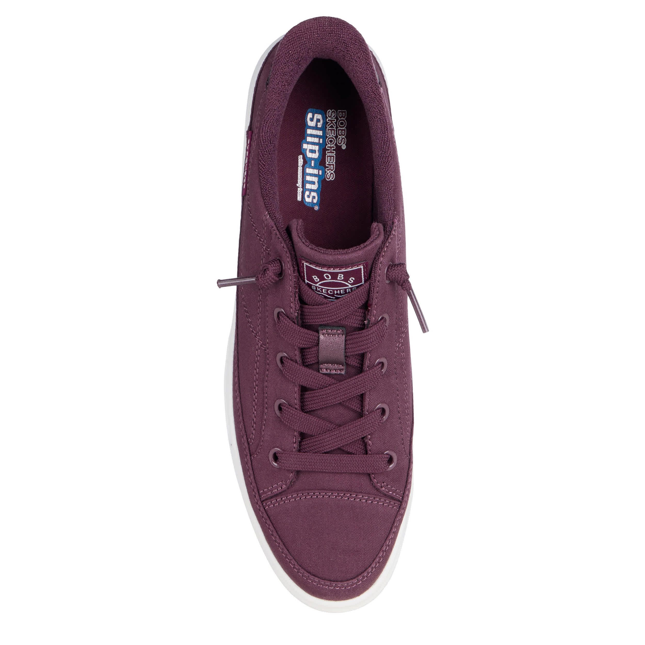 SKECHERS-WOMENS SLIP-INS BOBS SOCIAL SLIP ON SNEAKER-BURGUNDY & 