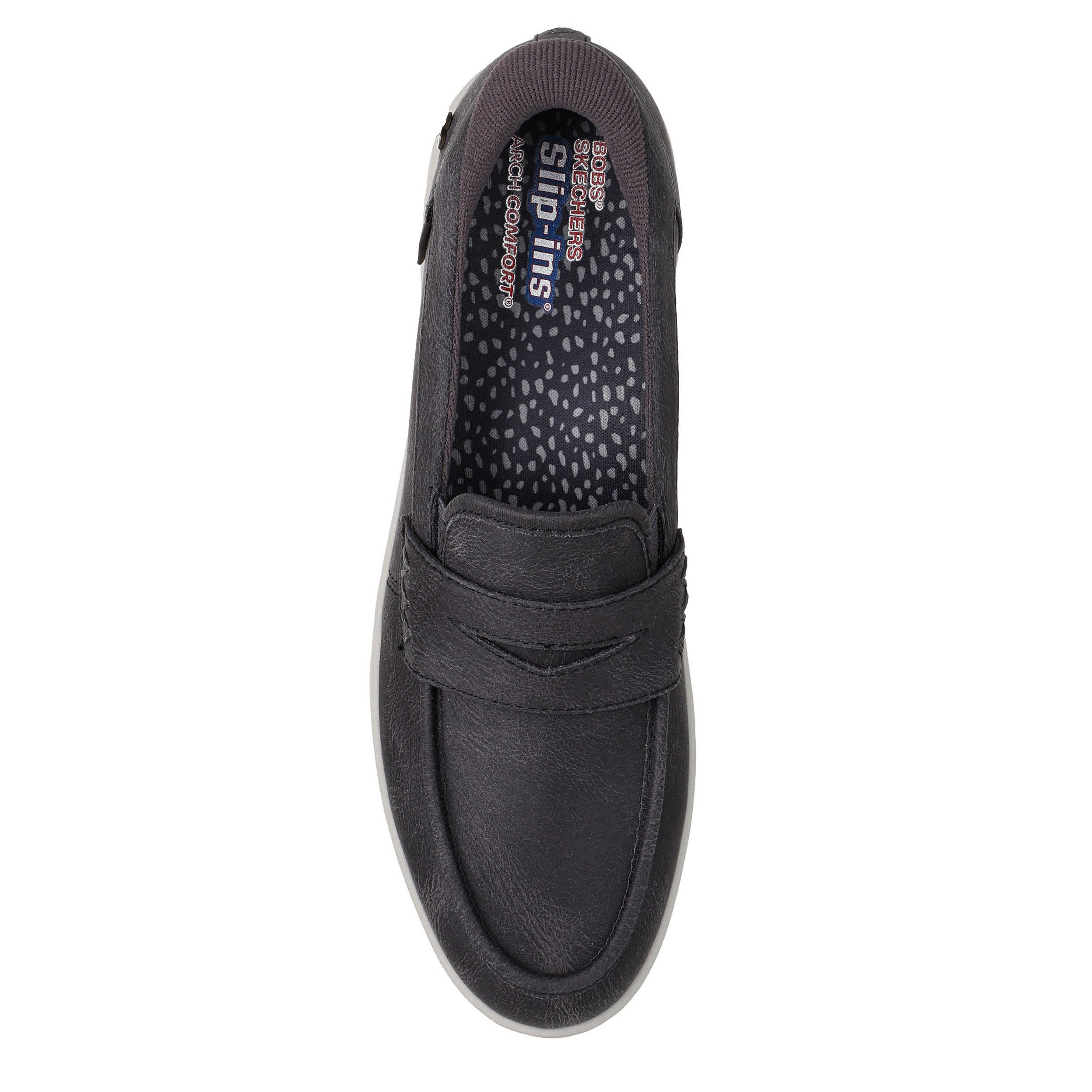 SKECHERS-WOMENS SLIP-INS ARCH COMFORT SUNFEST LOAFER-DARK GREY & 