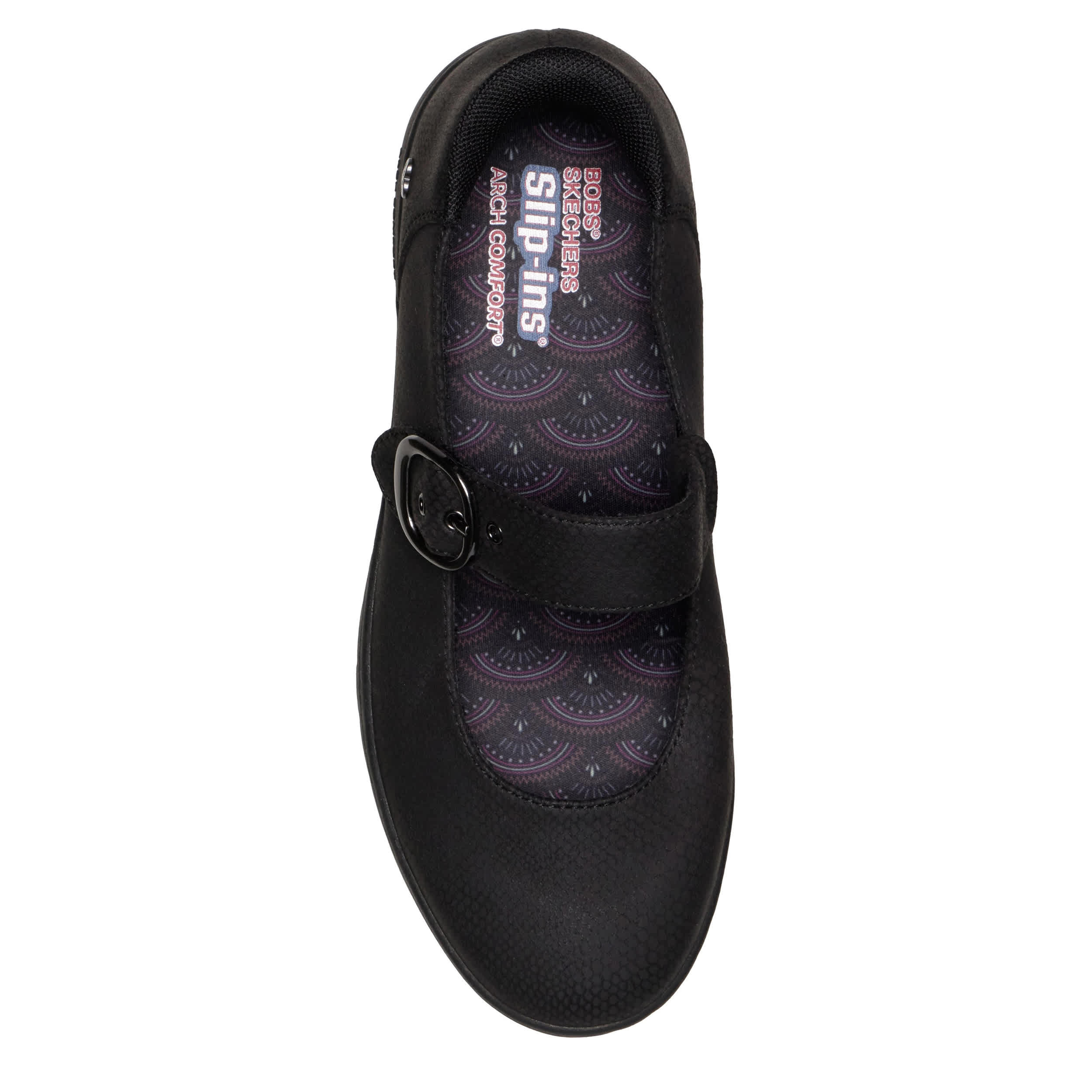 SKECHERS-WOMENS SLIP-INS ARCH COMFORT SUNFEST FLAT-BLACK & 