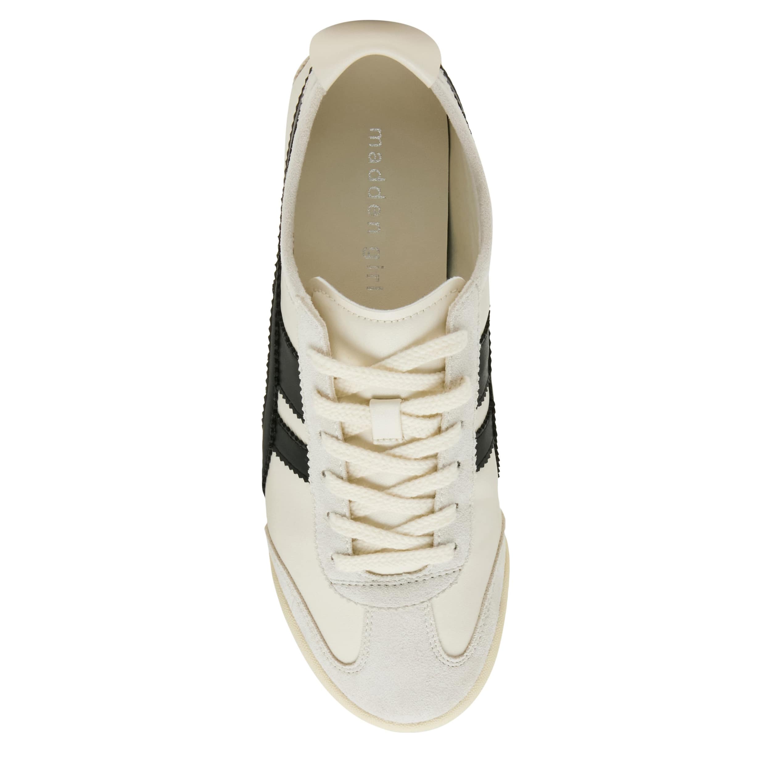 MADDEN GIRL-WOMENS GLIDDE SNEAKER-WHITE & BLACK
