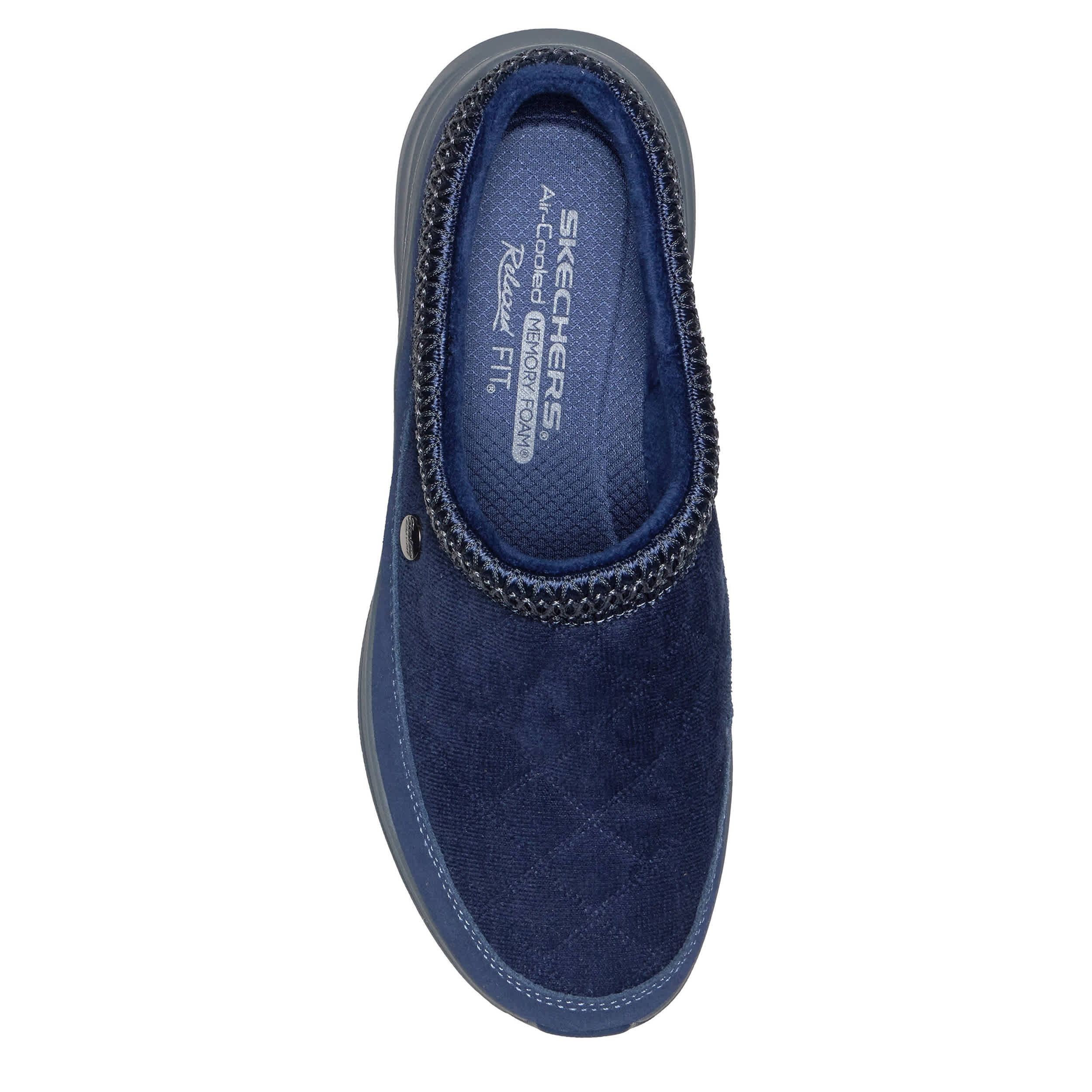 SKECHERS-WOMENS CONTOUR FOAM SLIP ON SNEAKER-NAVY & 