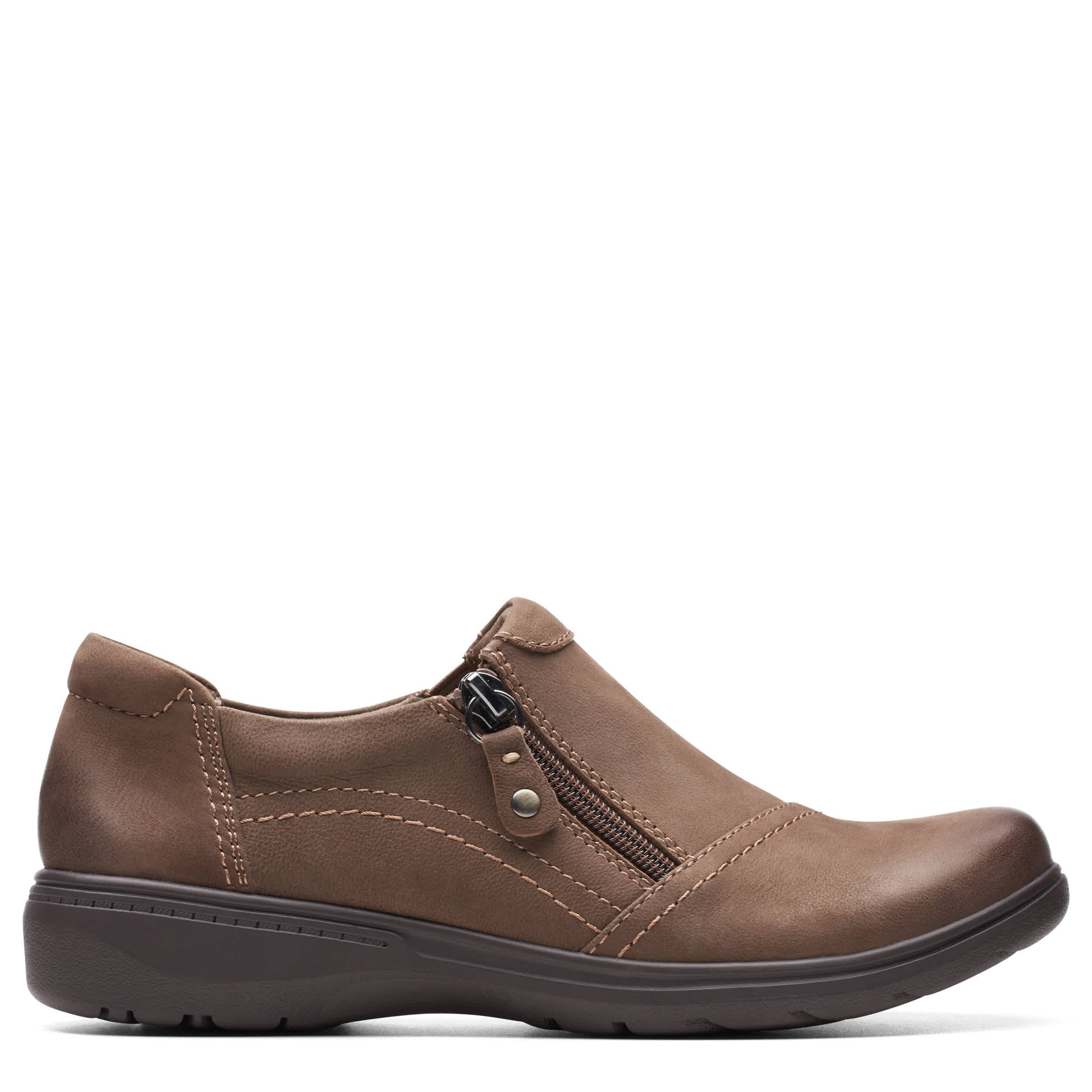 CLARKS-WOMENS CARLEIGH RAY LOAFER-TAUPE & 