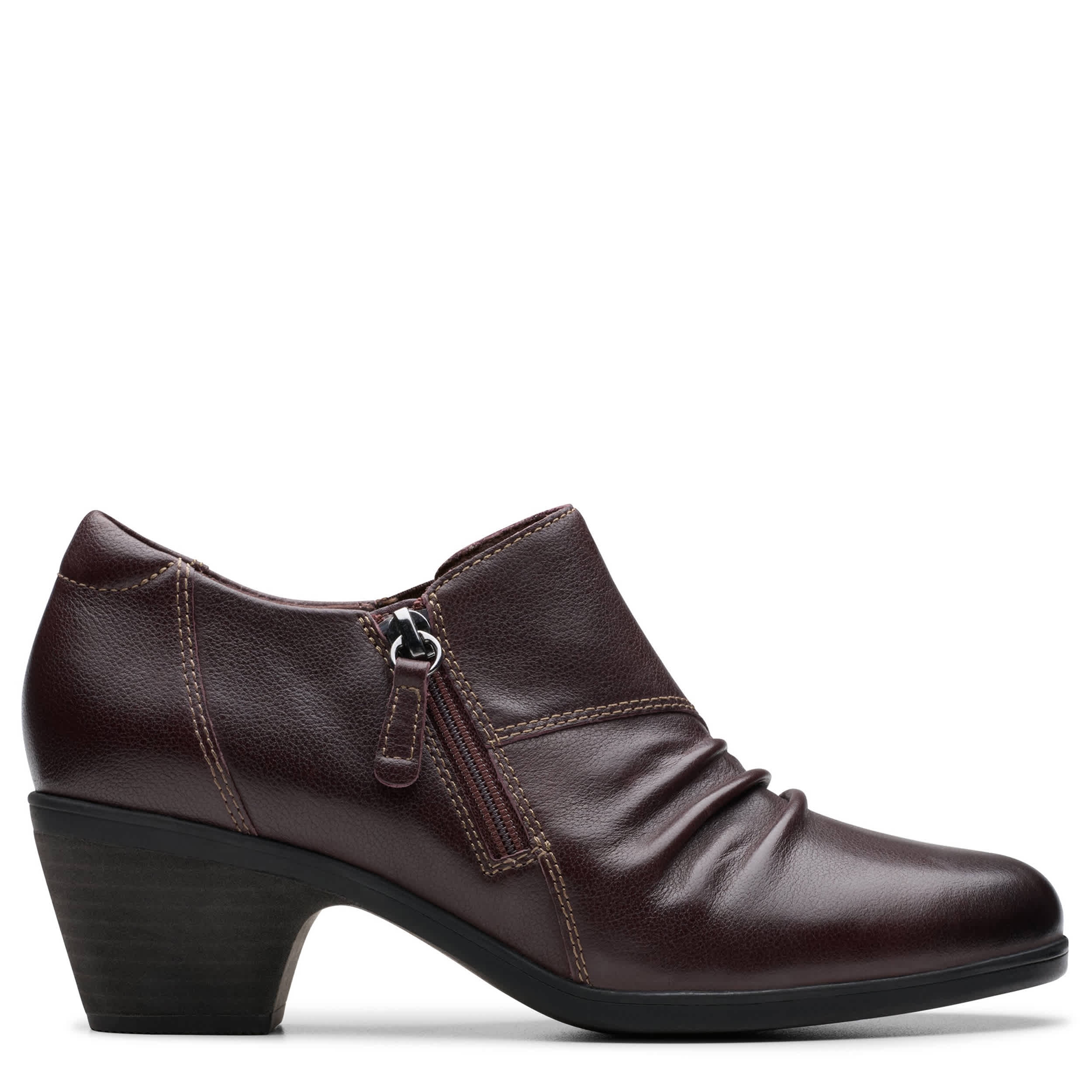 CLARKS-WOMENS EMILY 2 BRALEY BOOTIE-DARK BROWN & 