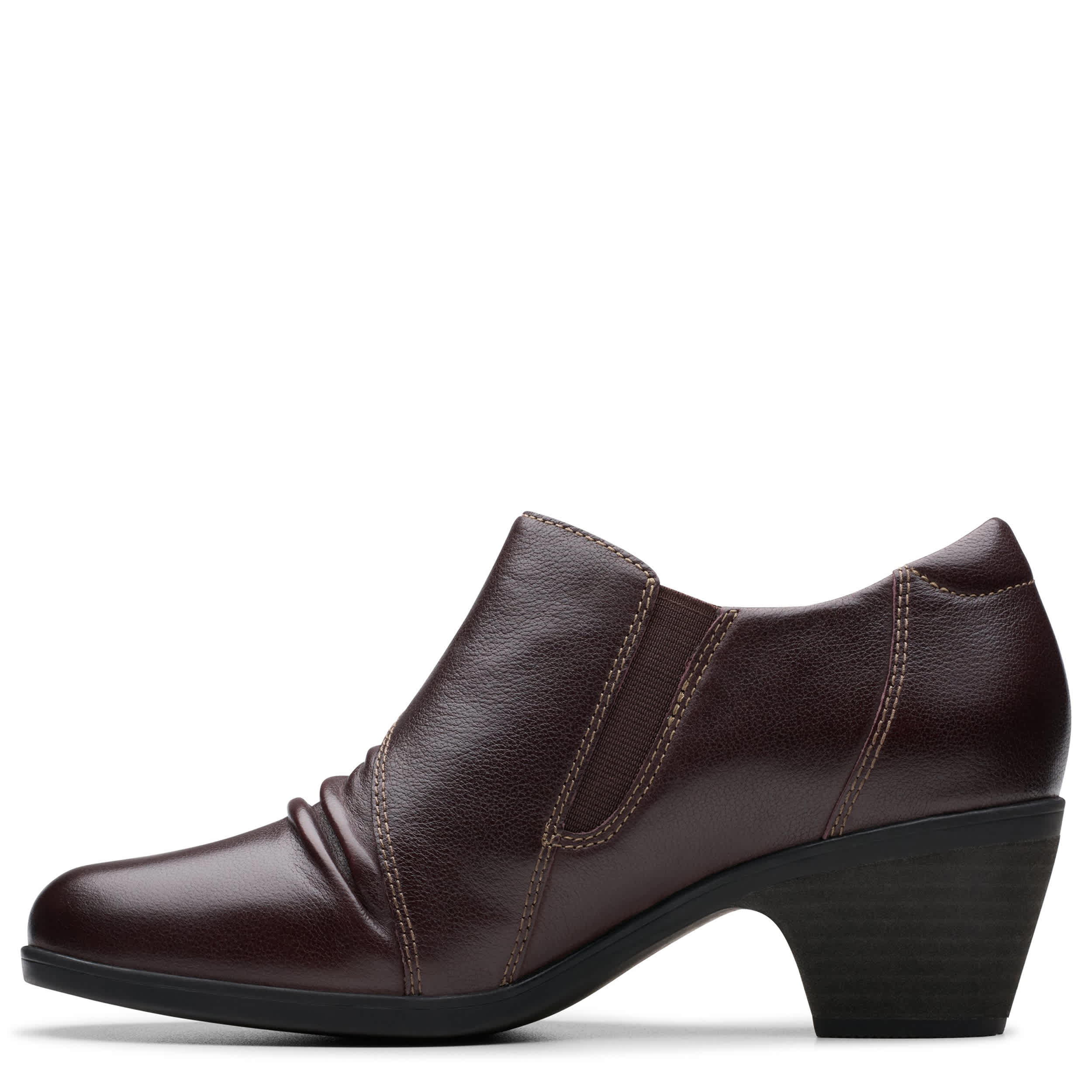CLARKS-WOMENS EMILY 2 BRALEY BOOTIE-DARK BROWN & 
