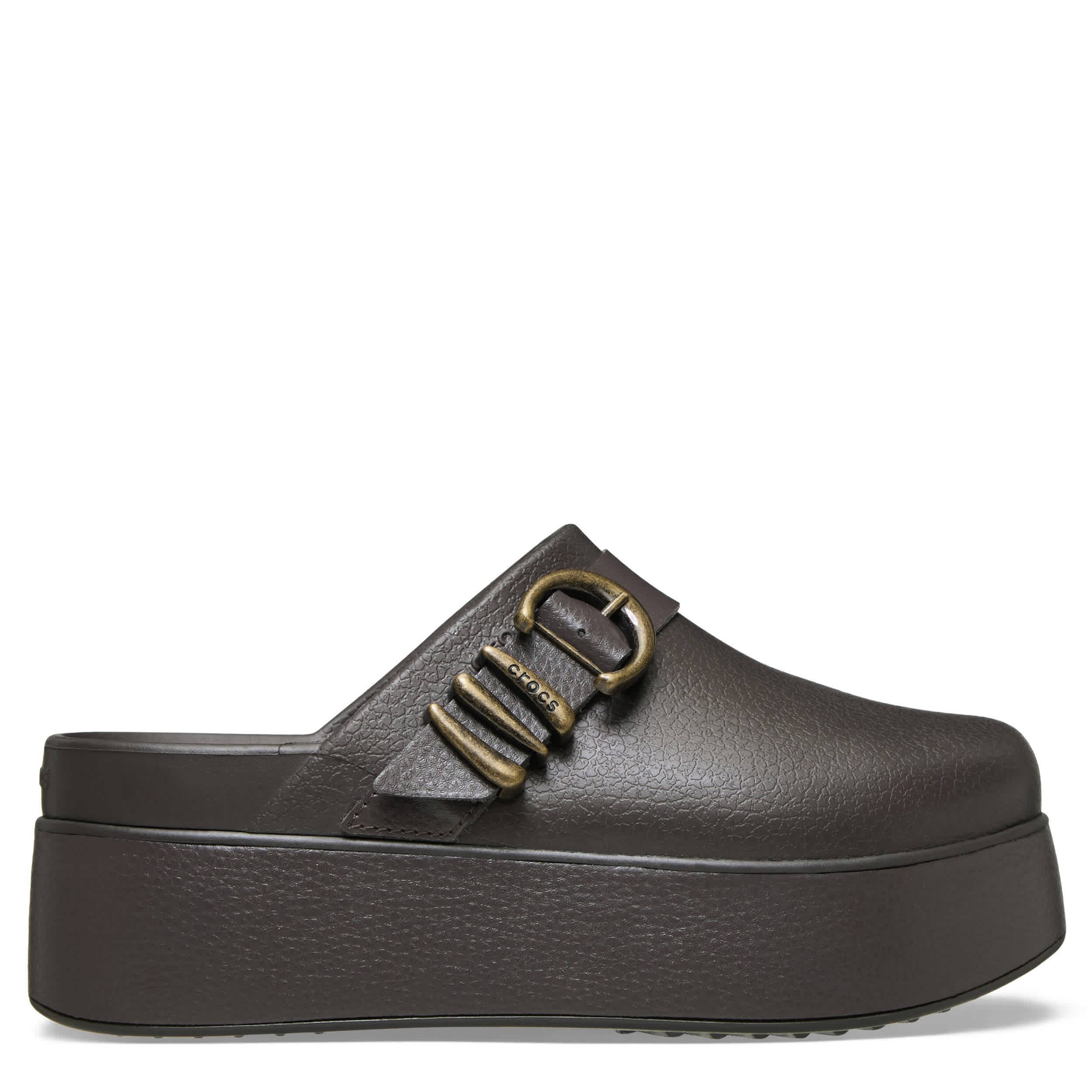 CROCS-WOMENS DYLAN PLATFORM BOHO BUCKLE CLOG-ESPRESSO & 