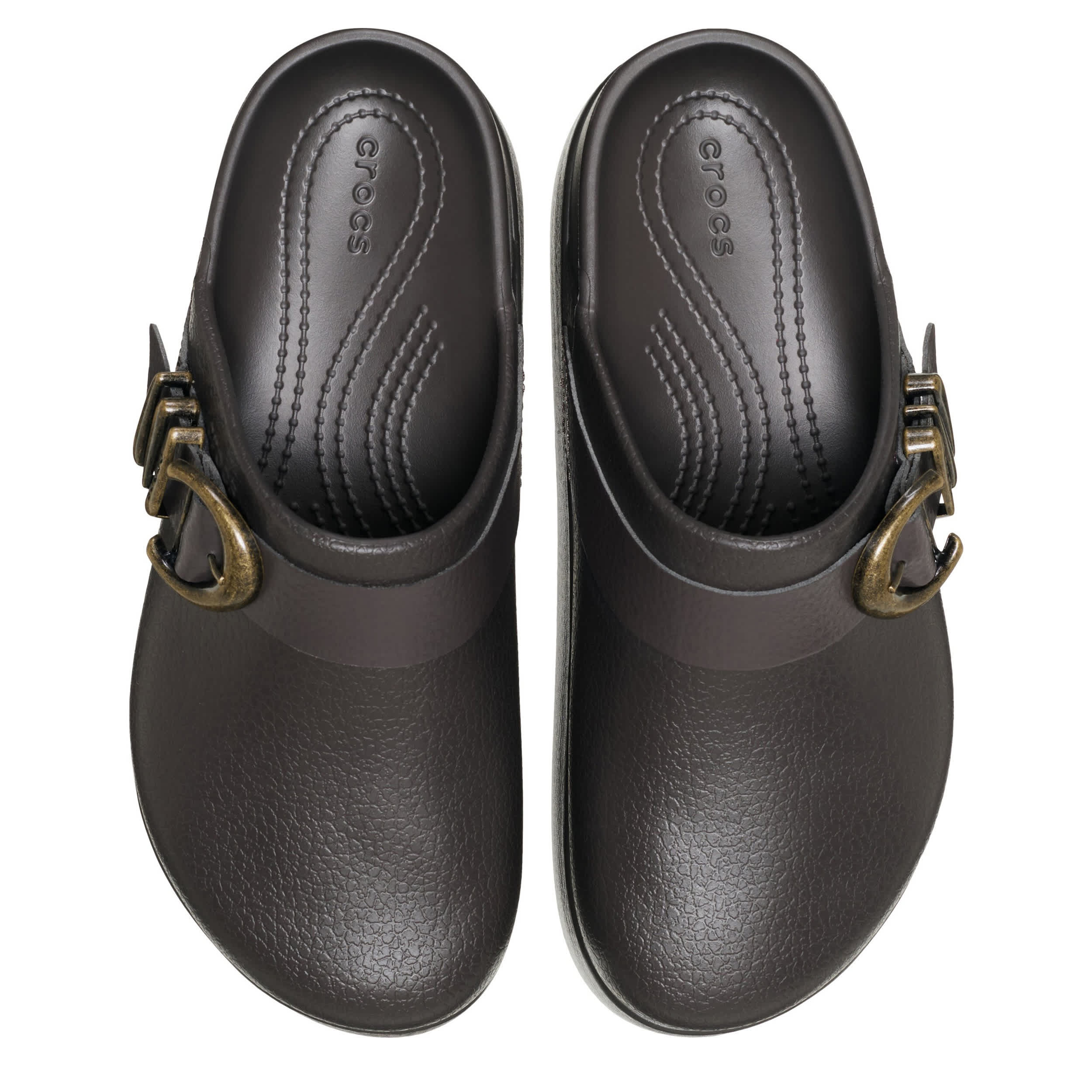 CROCS-WOMENS DYLAN PLATFORM BOHO BUCKLE CLOG-ESPRESSO & 