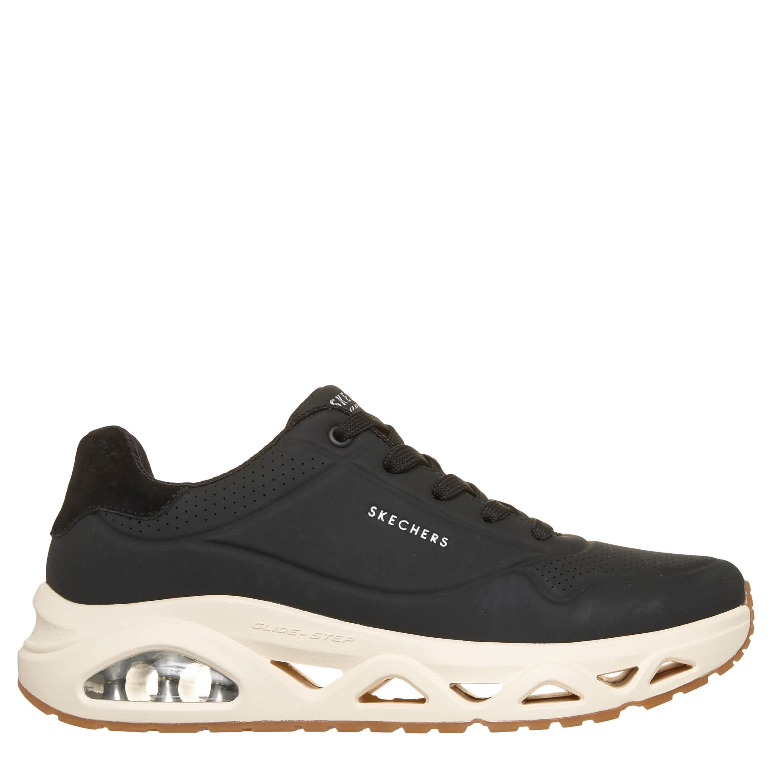 SKECHERS-WOMENS UNO GLIDE STEP GLIDE WING SNEAKER-BLACK & 