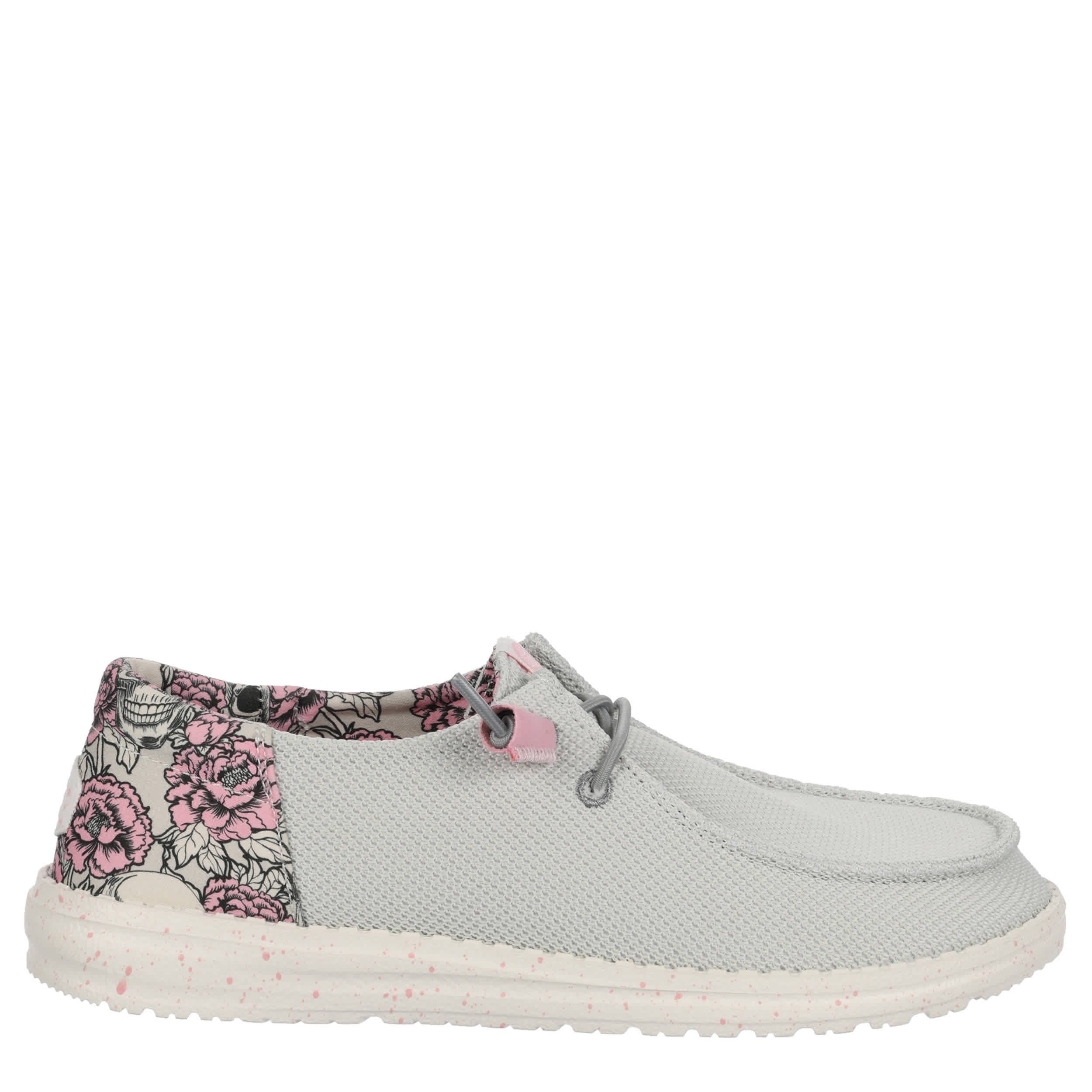 HEYDUDE-WOMENS WENDY FUNK ROSE SLIP ON SNEAKER-GREY & PINK
