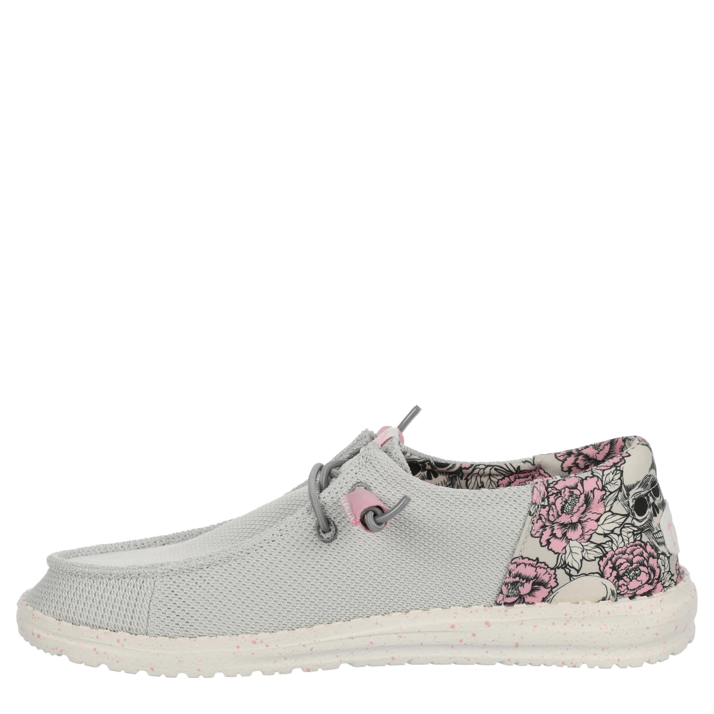 HEYDUDE-WOMENS WENDY FUNK ROSE SLIP ON SNEAKER-GREY & PINK