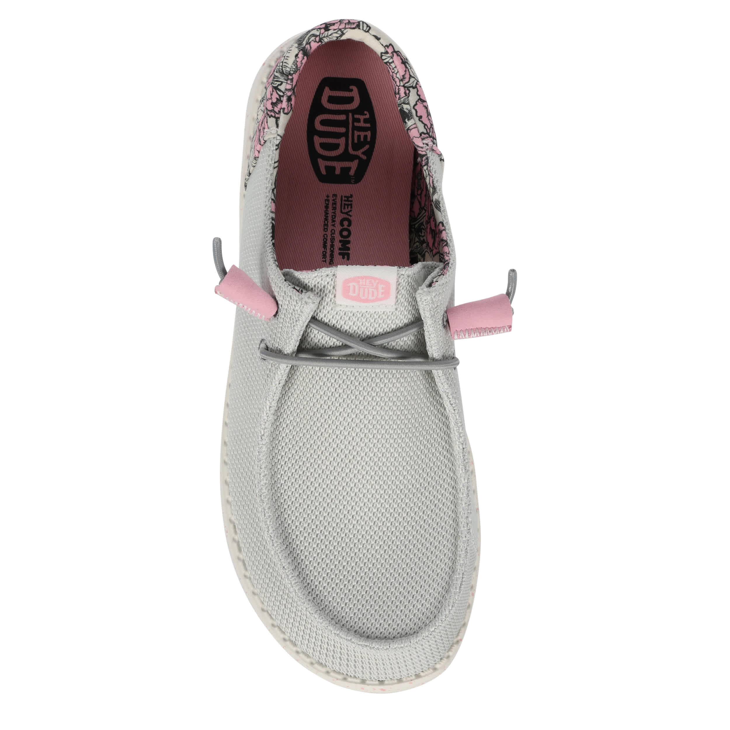 HEYDUDE-WOMENS WENDY FUNK ROSE SLIP ON SNEAKER-GREY & PINK