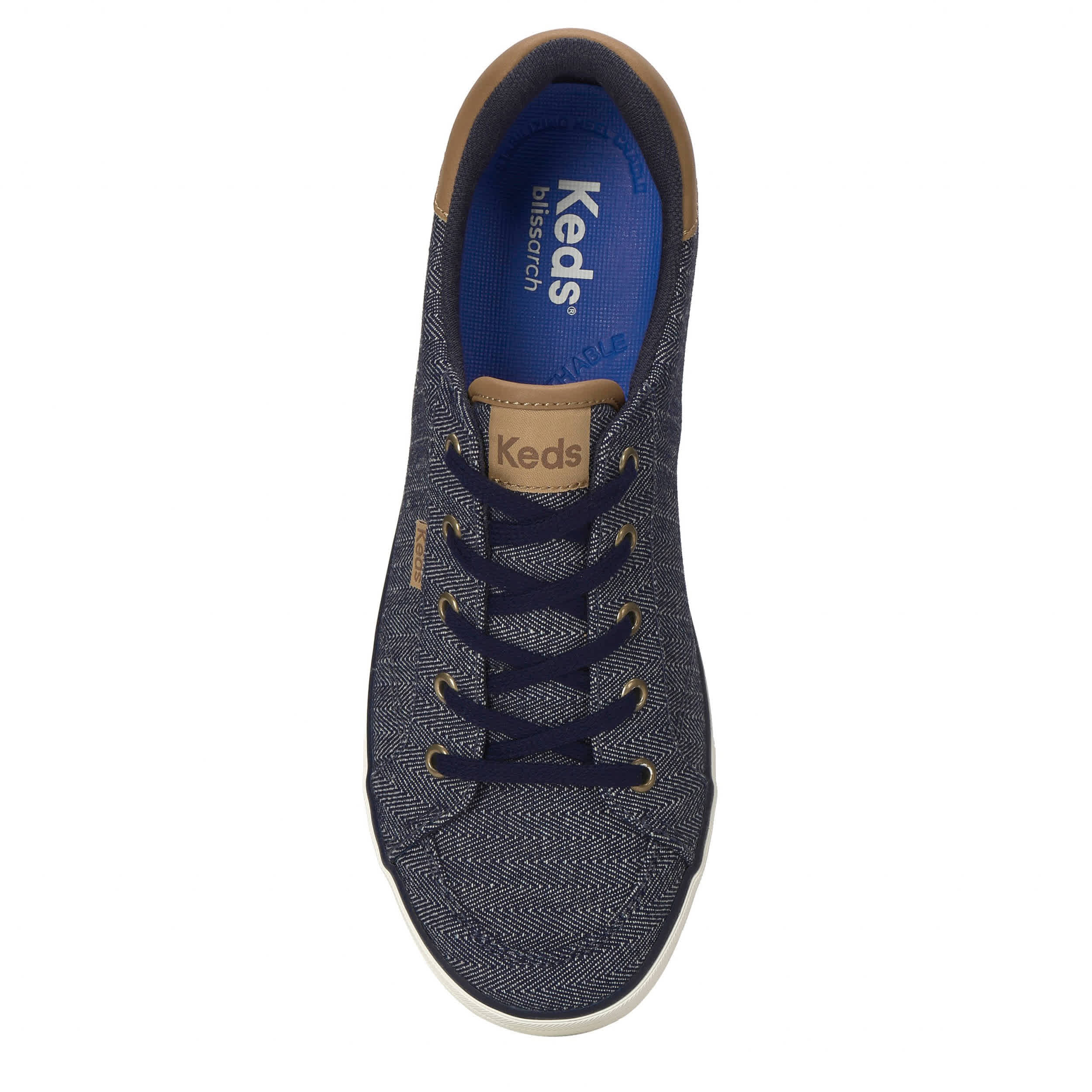 KEDS-WOMENS CENTER III SNEAKER-NAVY & COGNAC
