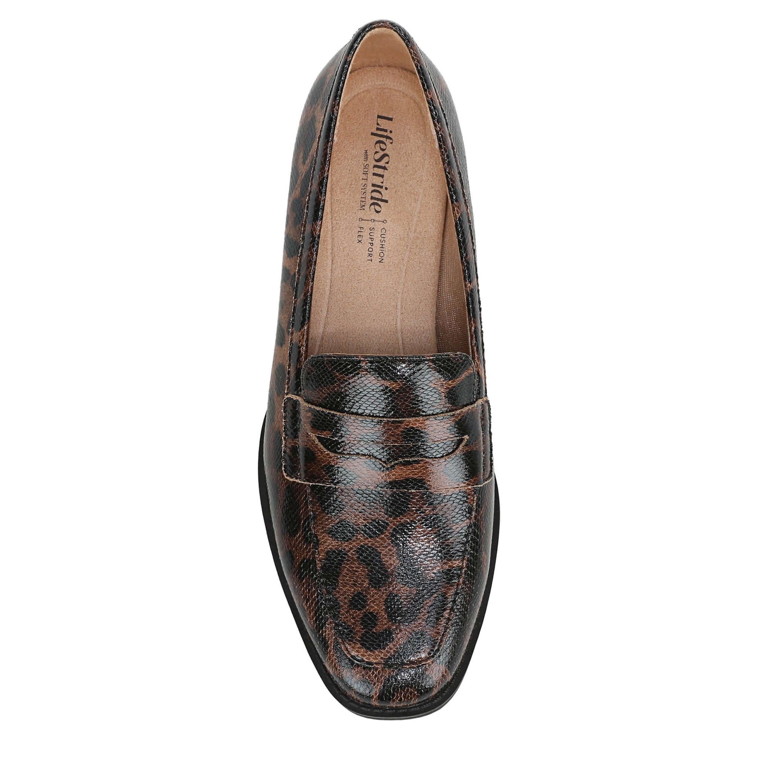 LIFESTRIDE-WOMENS FRANKIE LOAFER-BROWN & LEOPARD