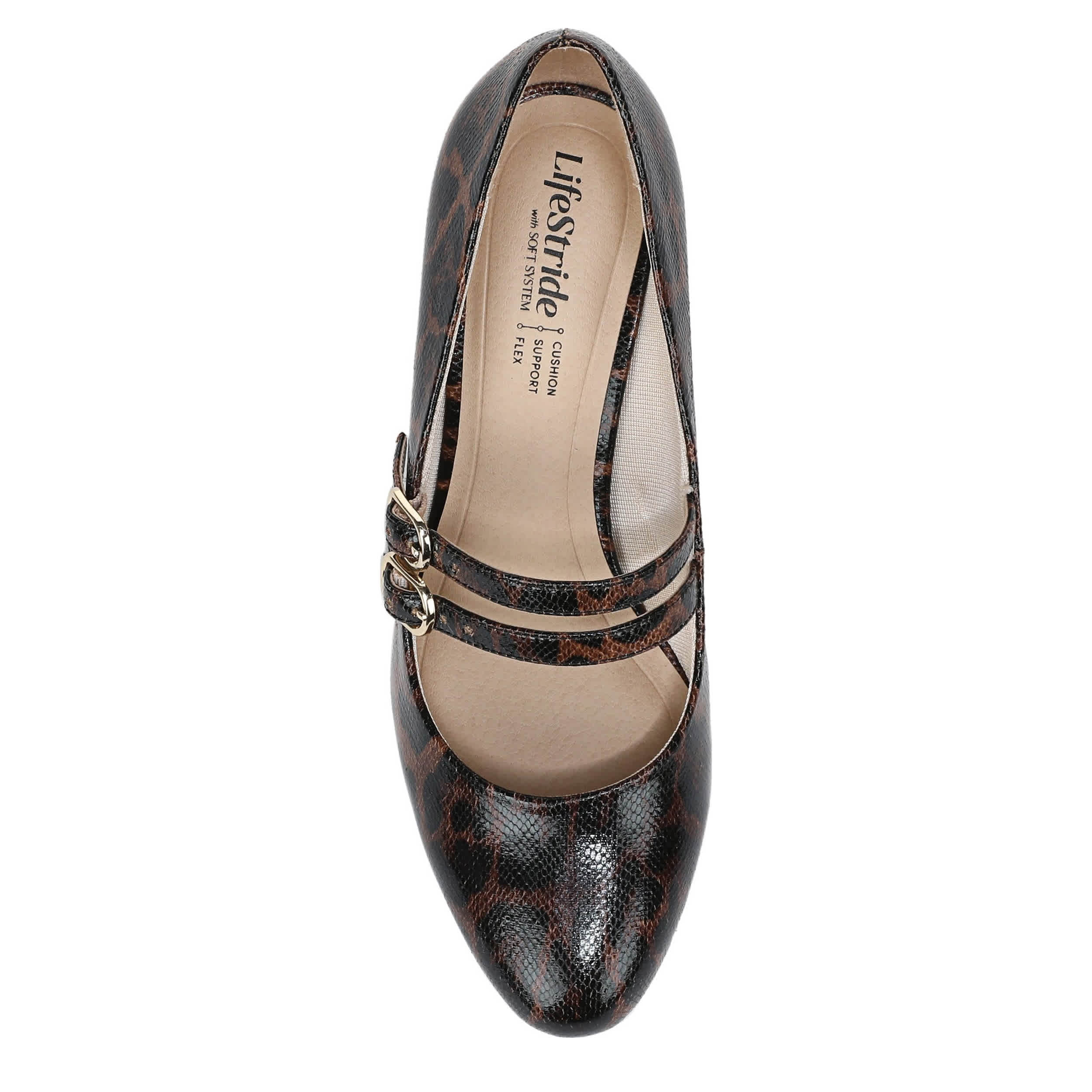 LIFESTRIDE-WOMENS TRUE PUMP-BROWN & LEOPARD
