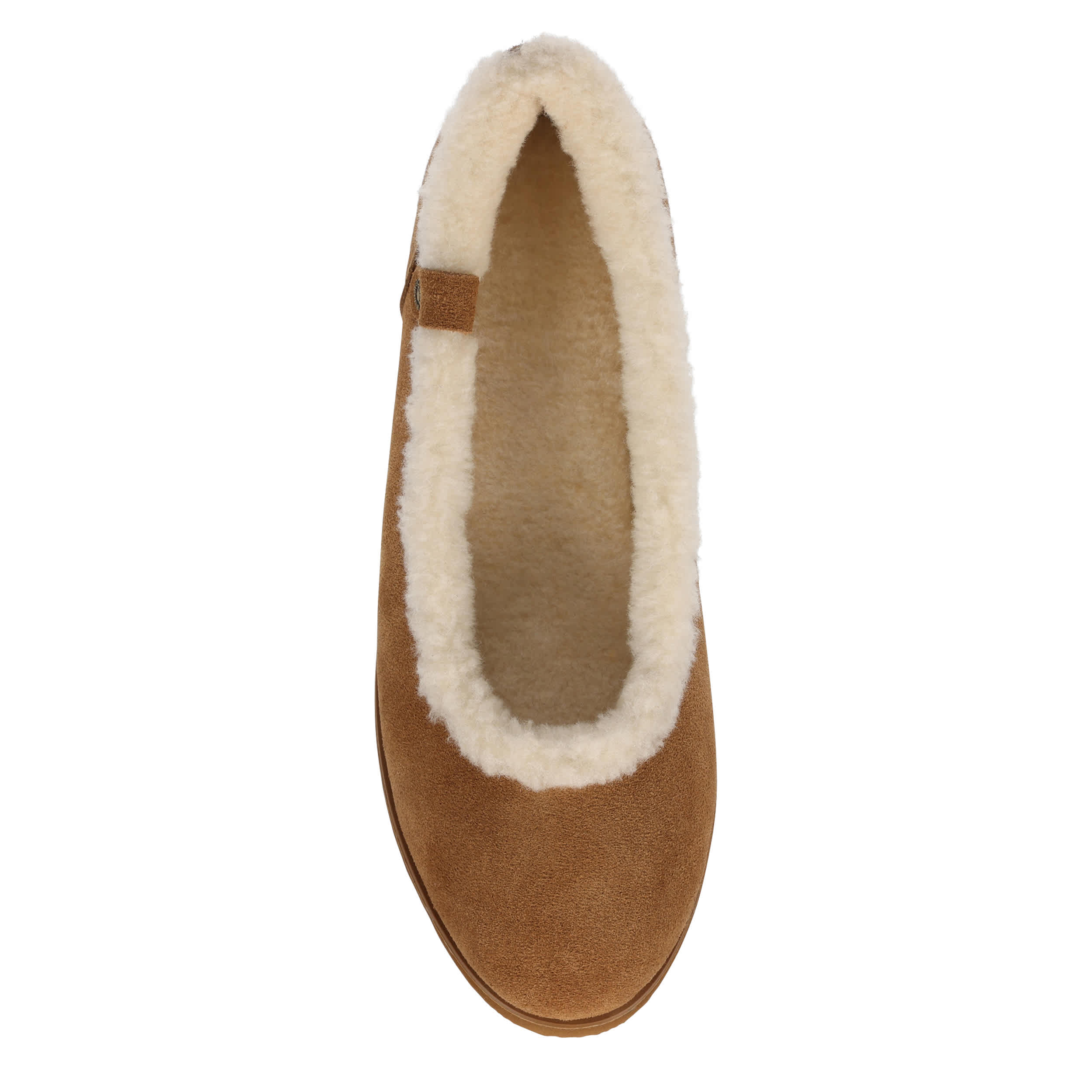 BEARPAW-WOMENS DELPHI FLAT SLIPPER-DARK TAN & 