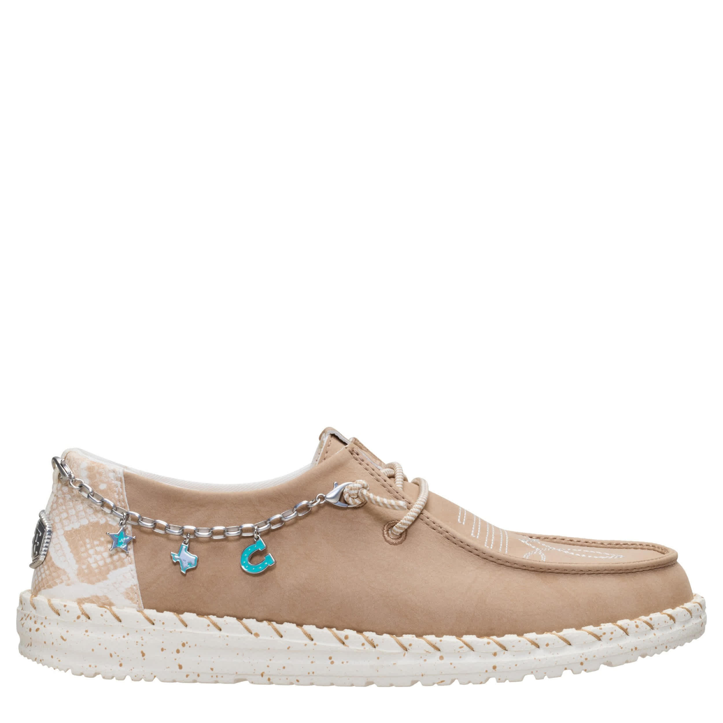 HEYDUDE-WOMENS WENDY HOUSTON RODEO 3 SLIP ON SNEAKER-TAN & MULTICOLOR