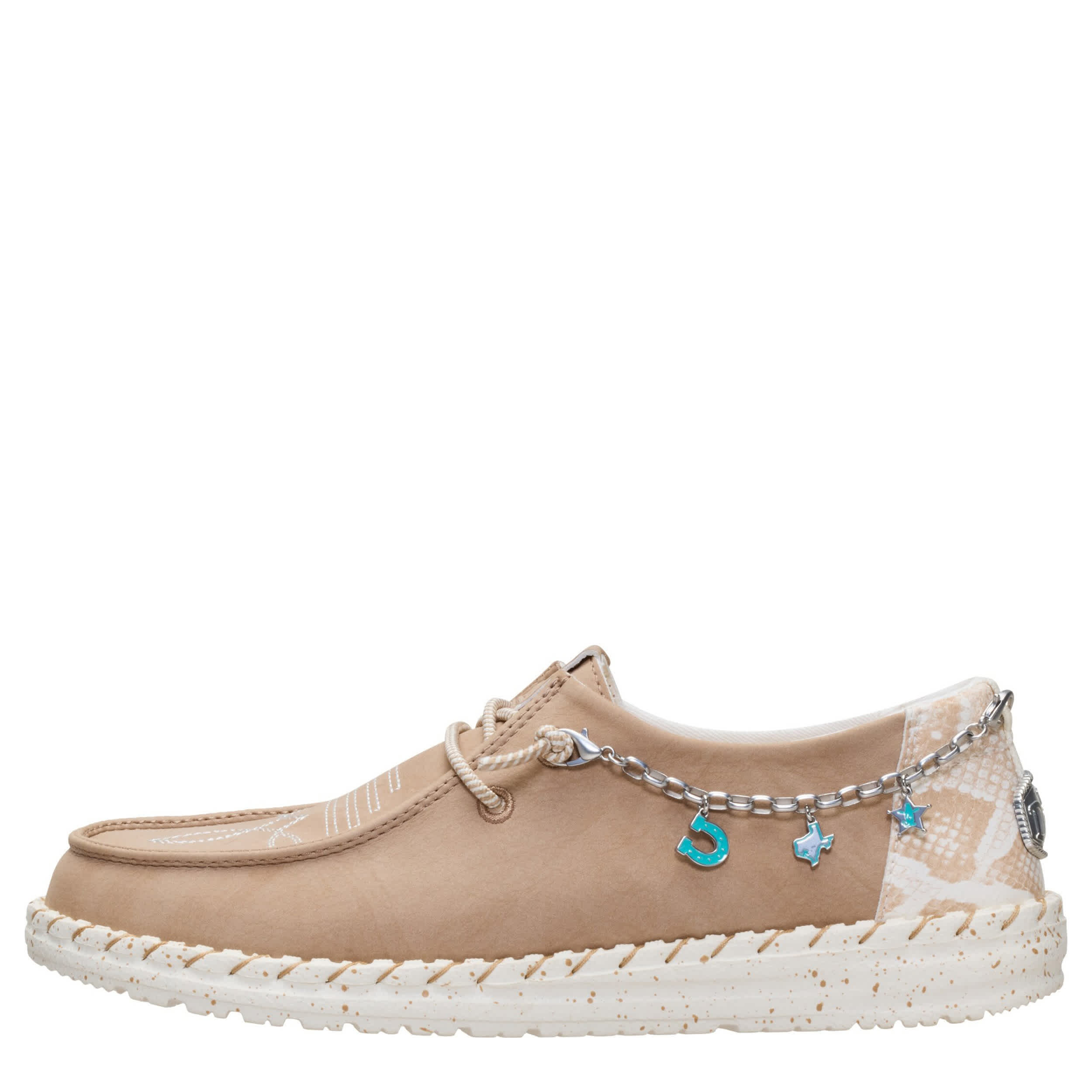 HEYDUDE-WOMENS WENDY HOUSTON RODEO 3 SLIP ON SNEAKER-TAN & MULTICOLOR