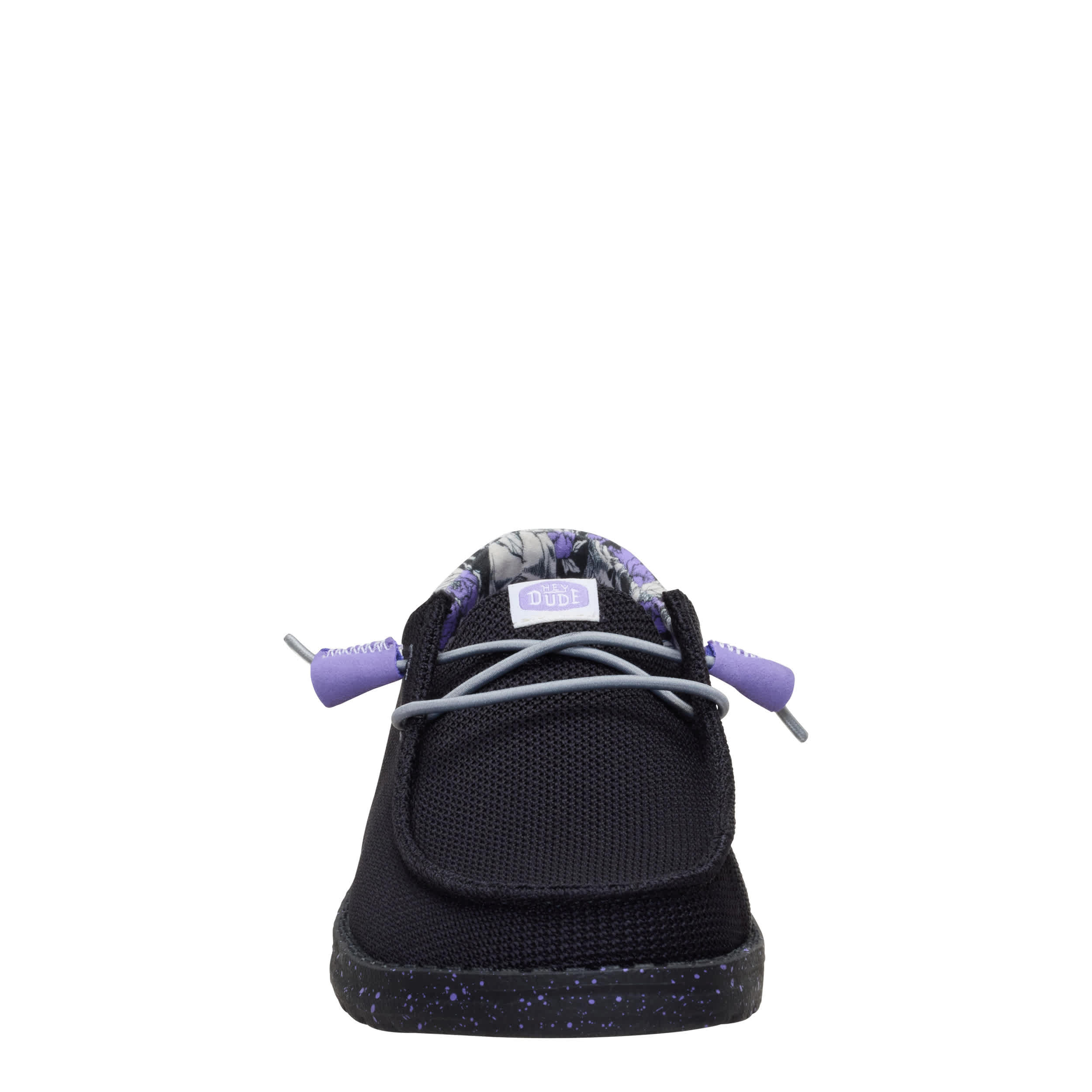 HEYDUDE-WOMENS WENDY FUNK ROSE SLIP ON SNEAKER-BLACK & PURPLE
