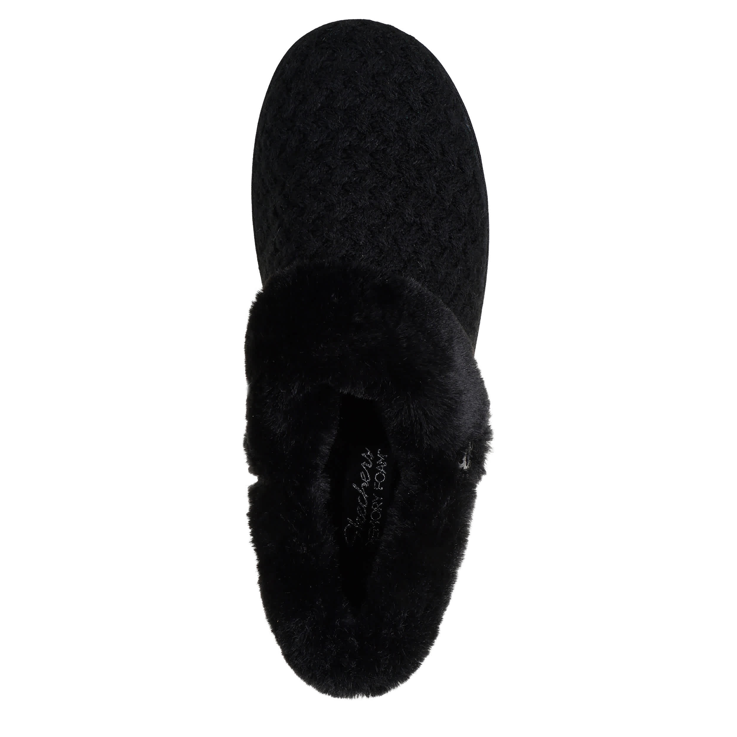SKECHERS-WOMENS COZY CAMPFIRE FROSTY PRIMISE SLIPPER-BLACK & 