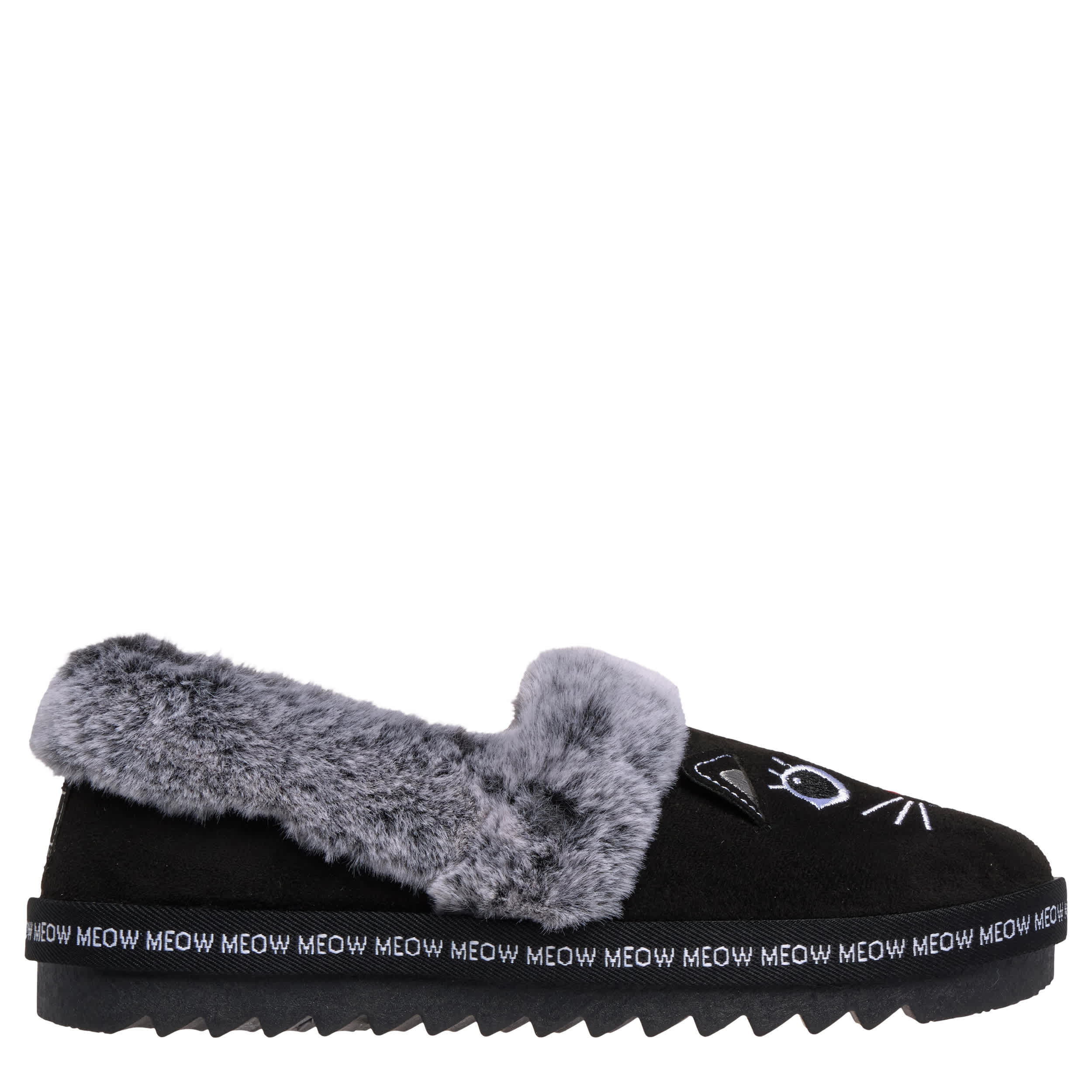 SKECHERS-WOMENS COZY KISS SLIPPER-BLACK & 