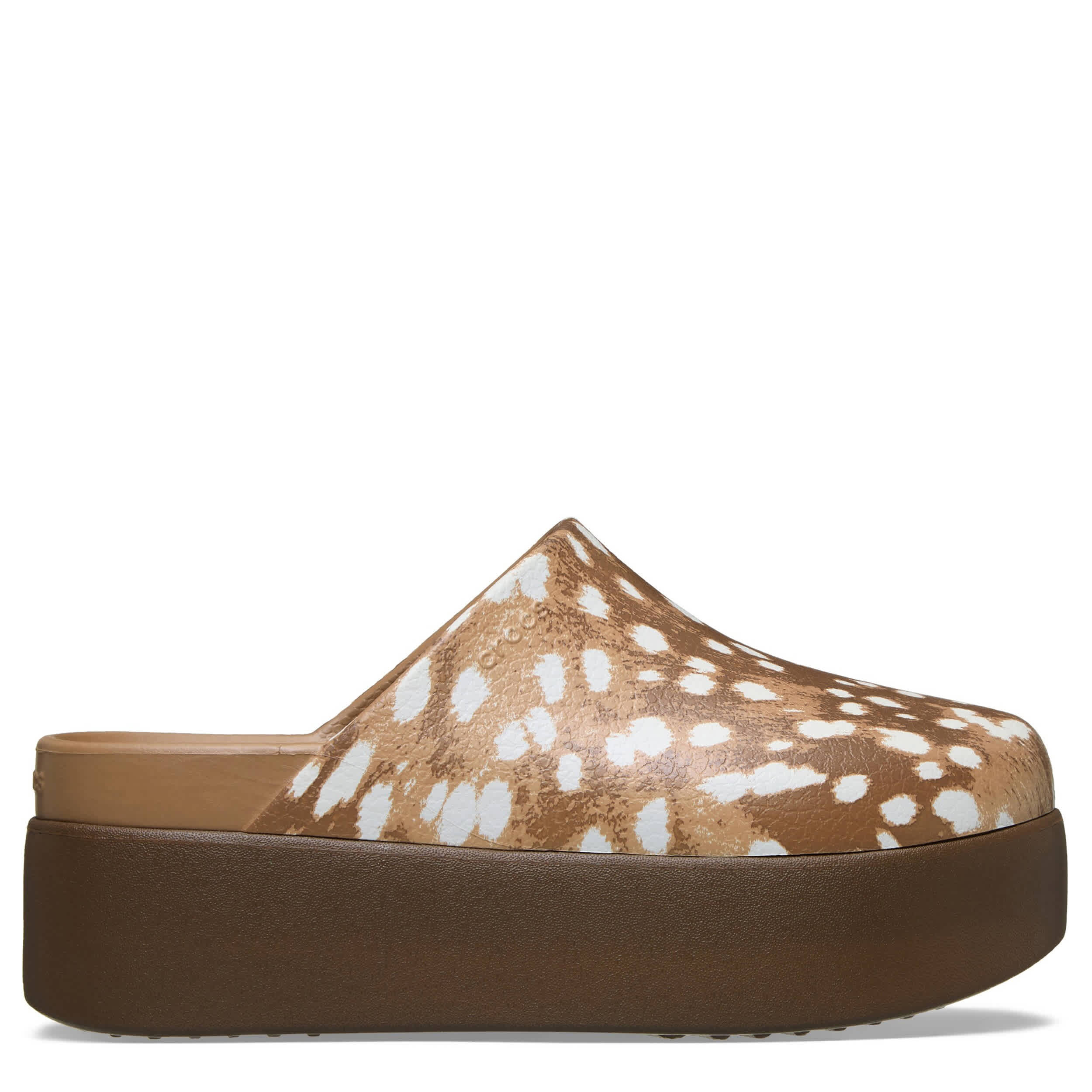 CROCS-WOMENS DYLAN PLATFORM CLOG-BROWN & ANIMAL
