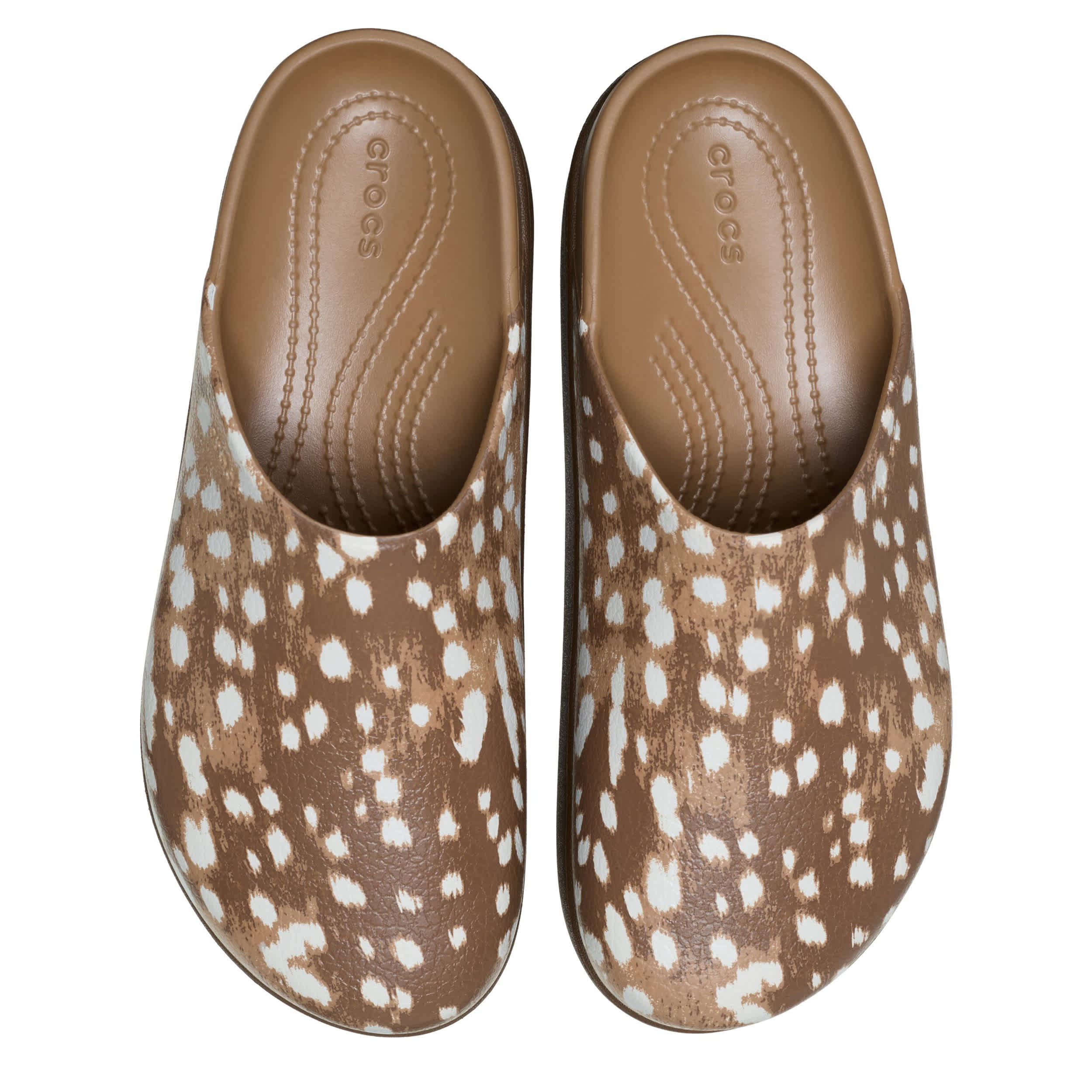 CROCS-WOMENS DYLAN PLATFORM CLOG-BROWN & ANIMAL