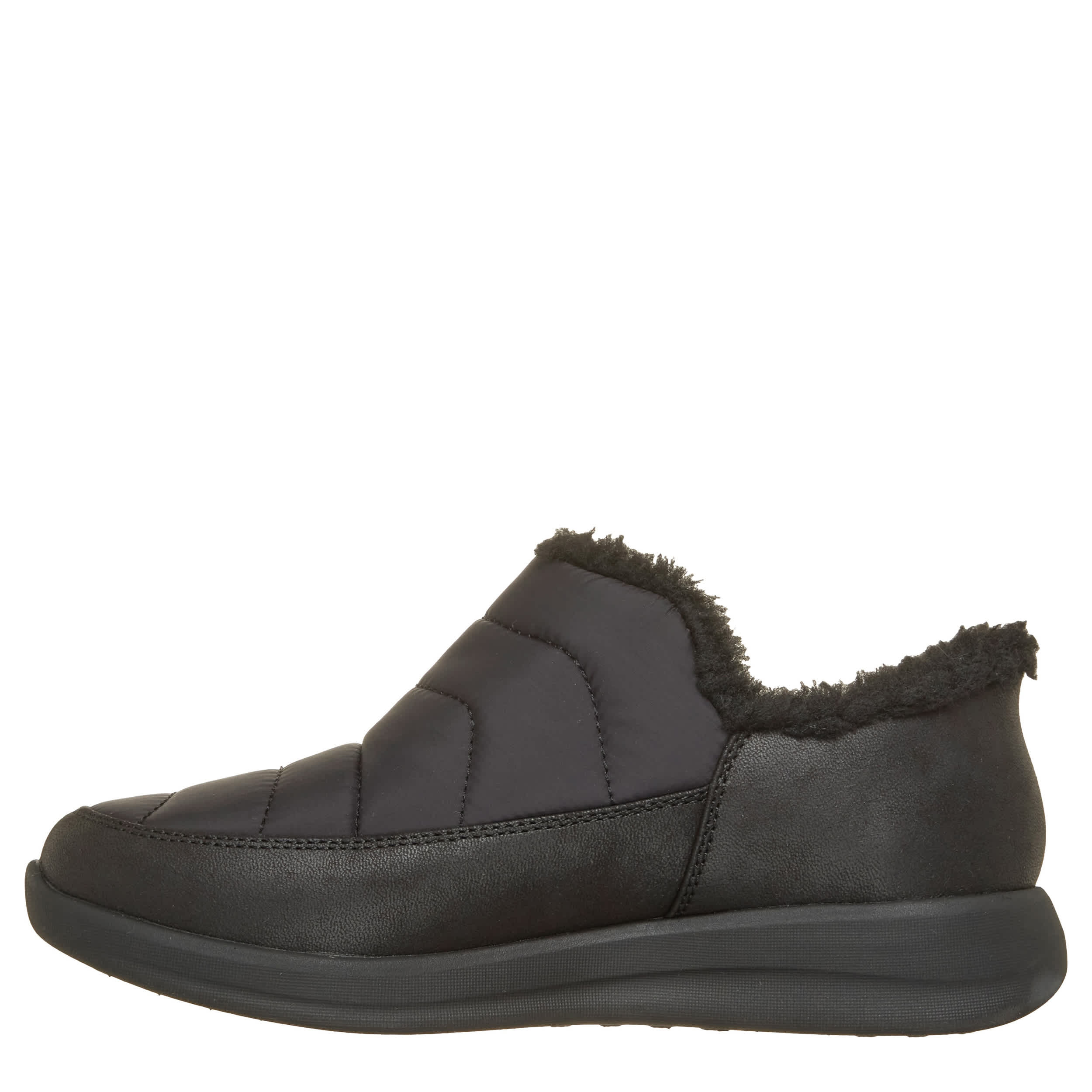 SKECHERS-WOMENS SLIP-INS COZY ESCAPE SNOWPUFF SNEAKER-BLACK & 