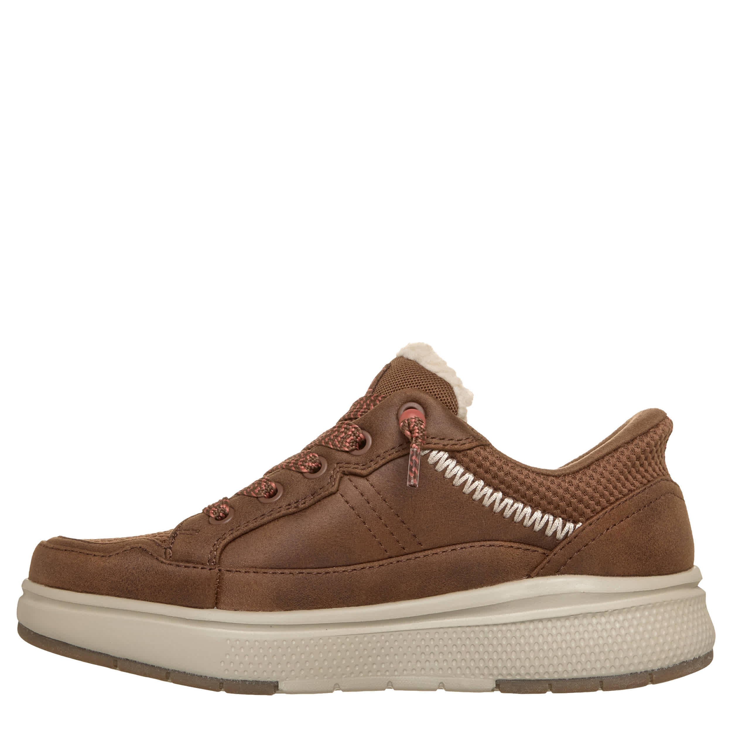 SKECHERS-WOMENS SLIP-INS SKIP CUTE WAVE SLIP ON SNEAKER-BROWN & 