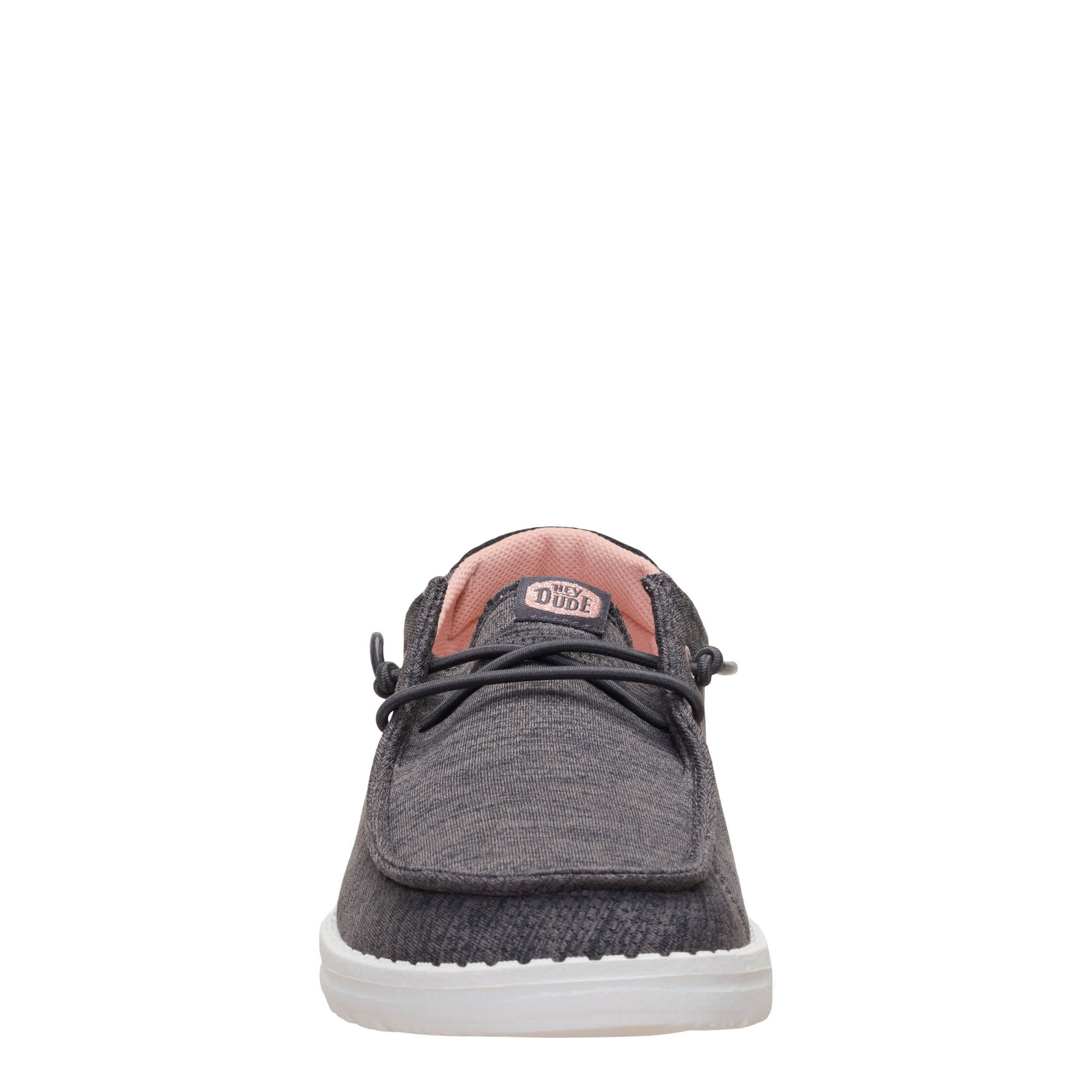 HEYDUDE-WOMENS WENDY HEATHERED MIX SLIP ON SNEAKER-BLACK & PALE PINK