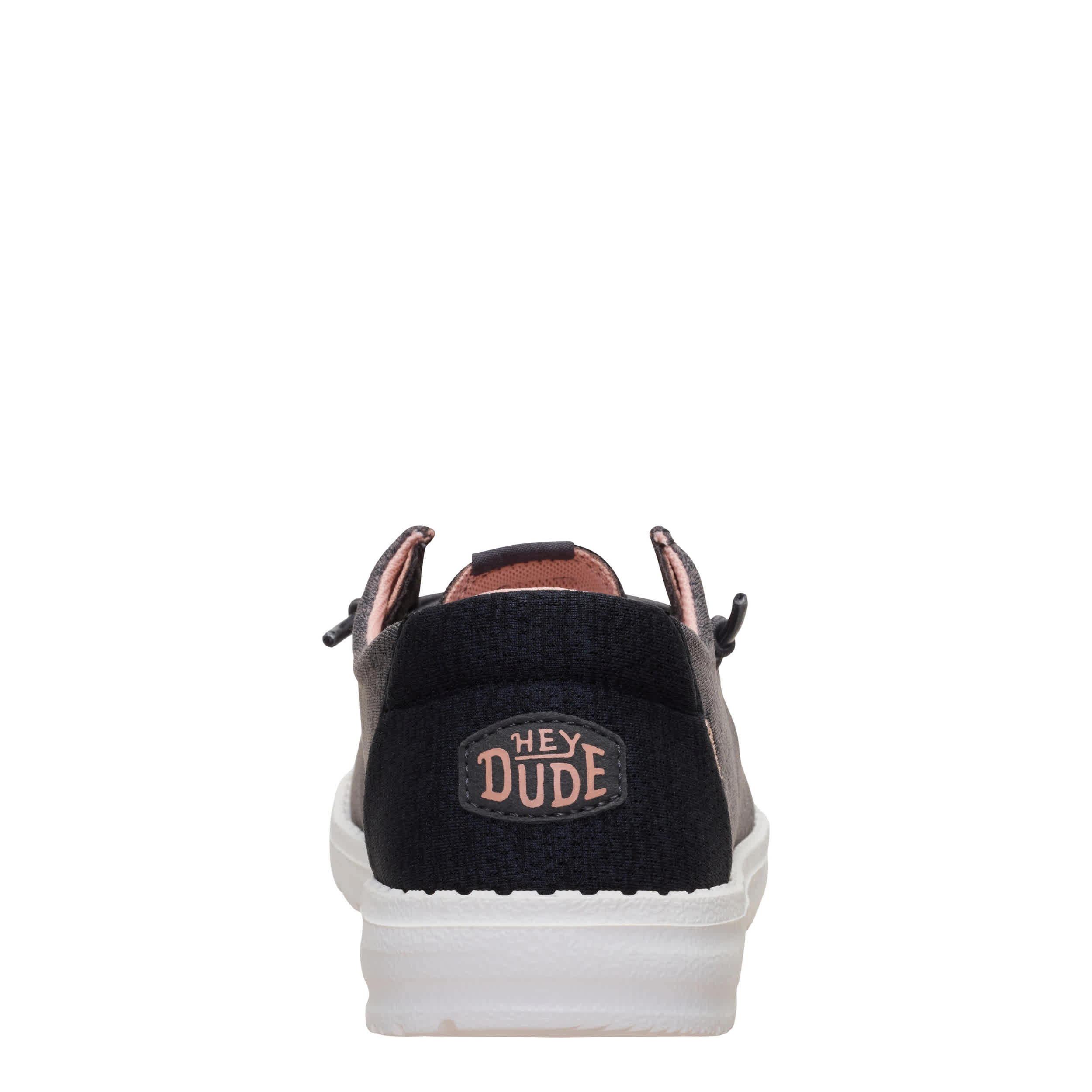 HEYDUDE-WOMENS WENDY HEATHERED MIX SLIP ON SNEAKER-BLACK & PALE PINK