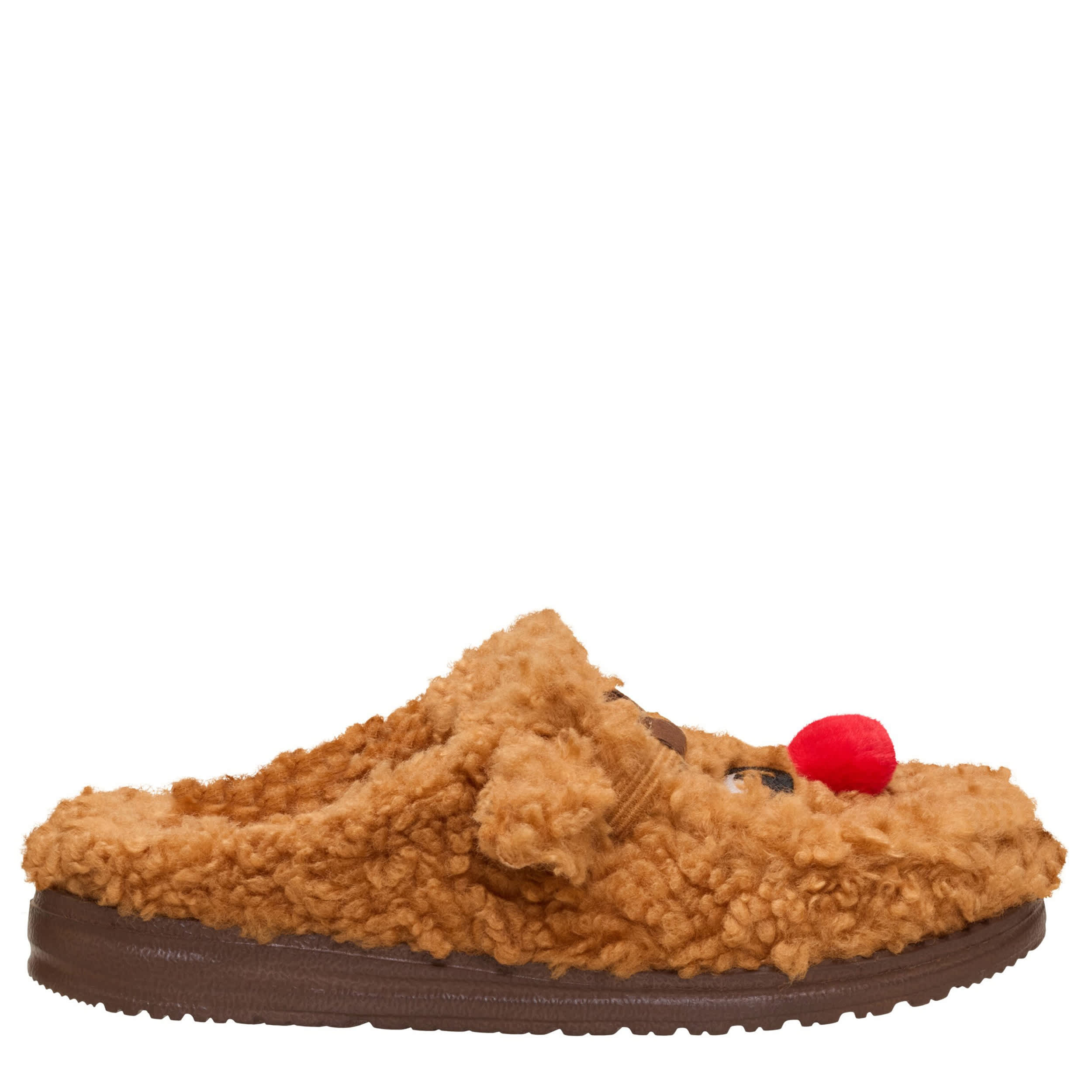 HEYDUDE-WOMENS WENDY COZY REINDEER SLIPPER-TAN & RED